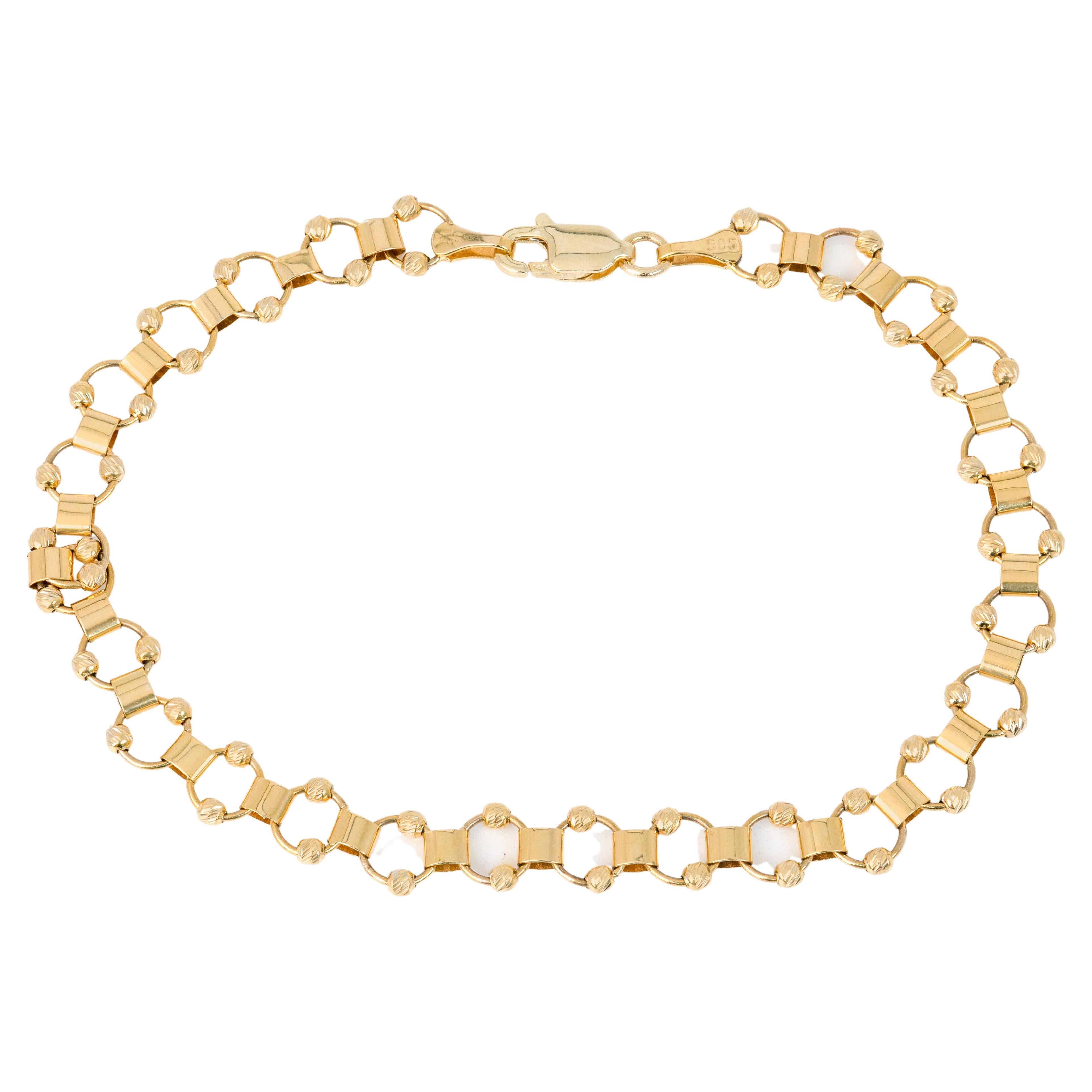 14k Gold Bracelet Dorica Ball and Ring Model Bracelet