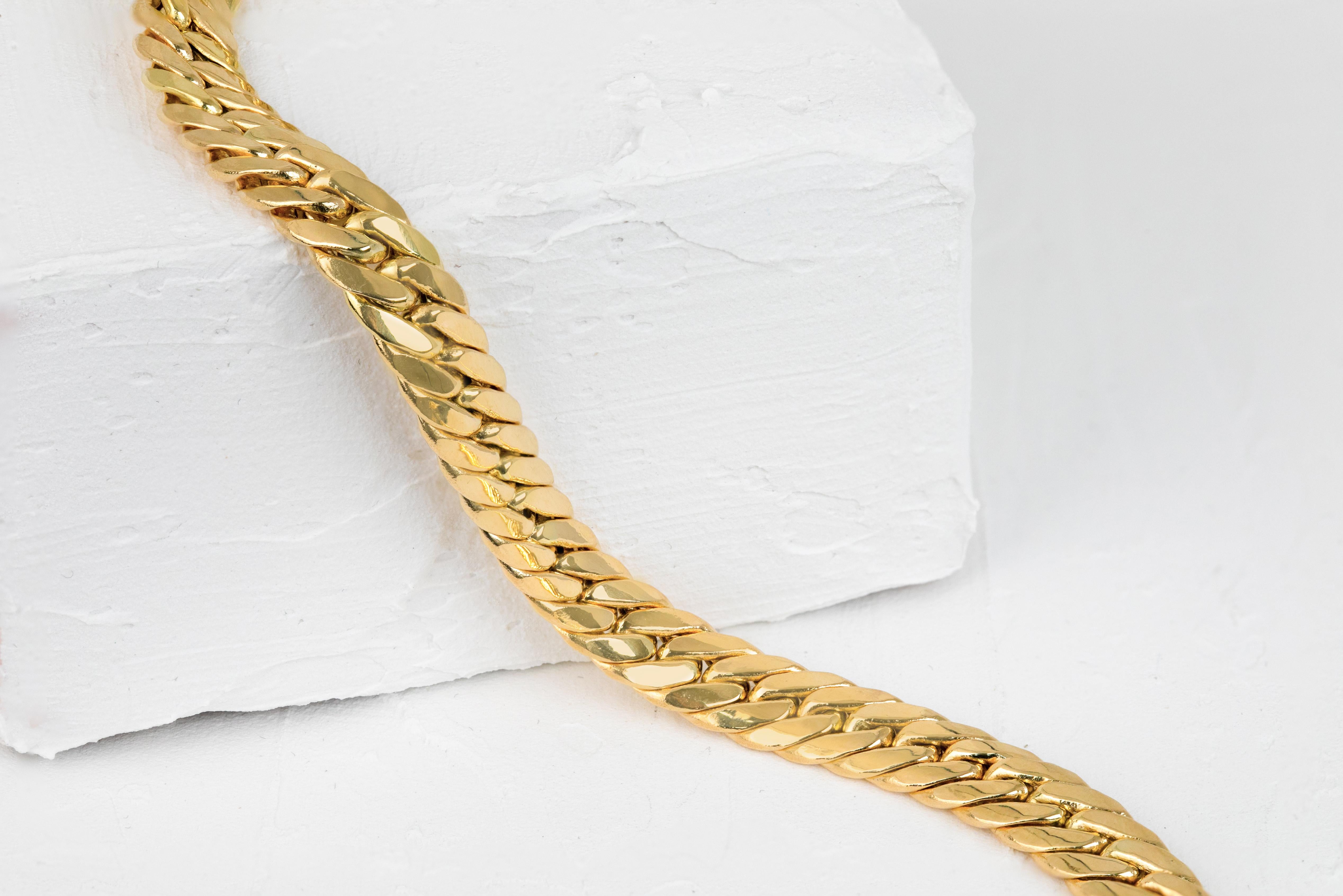 14k Gold Bracelet Gourmette Chain and Channel Lock Model Bracelet In New Condition For Sale In ISTANBUL, TR