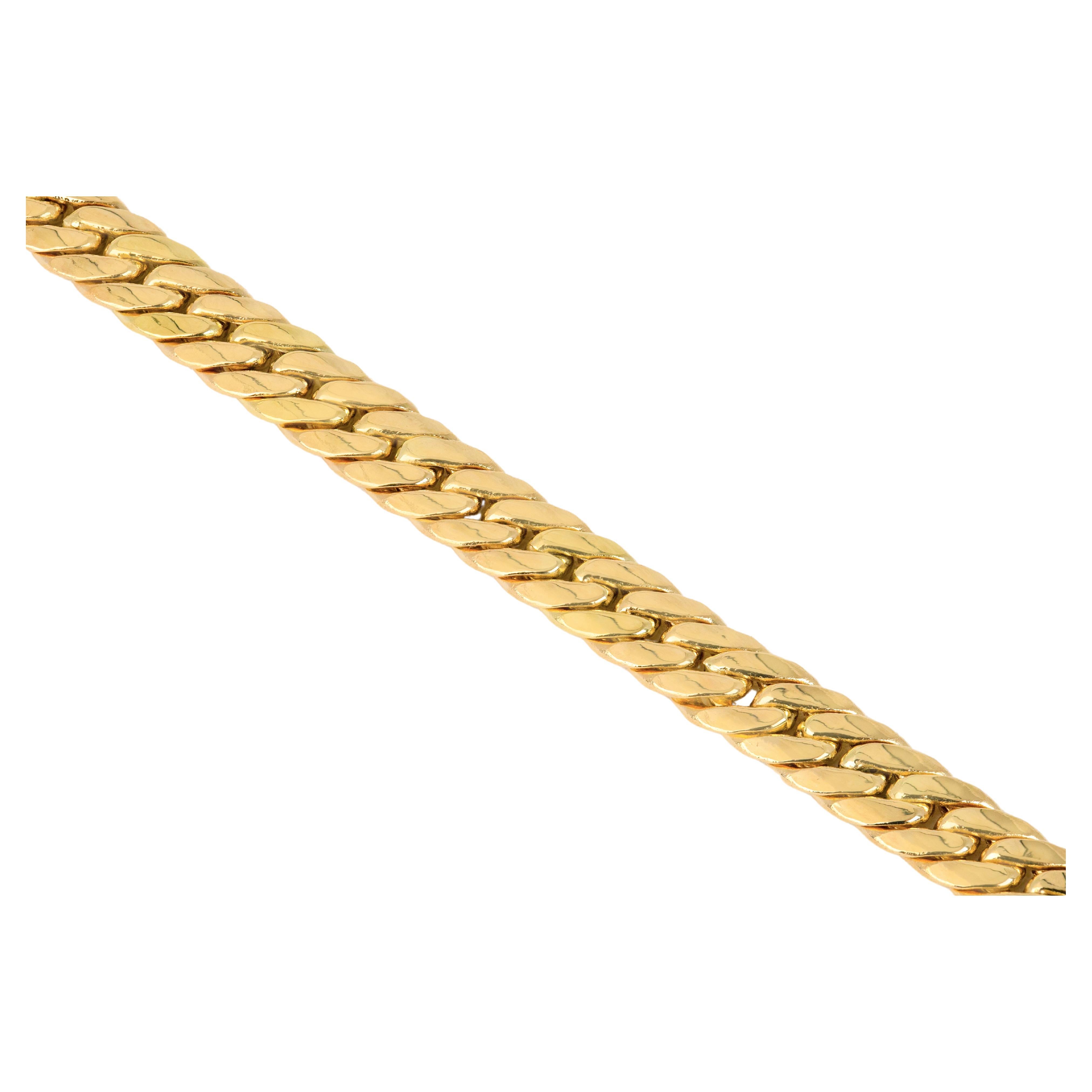 14k Gold Bracelet Gourmette Chain and Channel Lock Model Bracelet For Sale