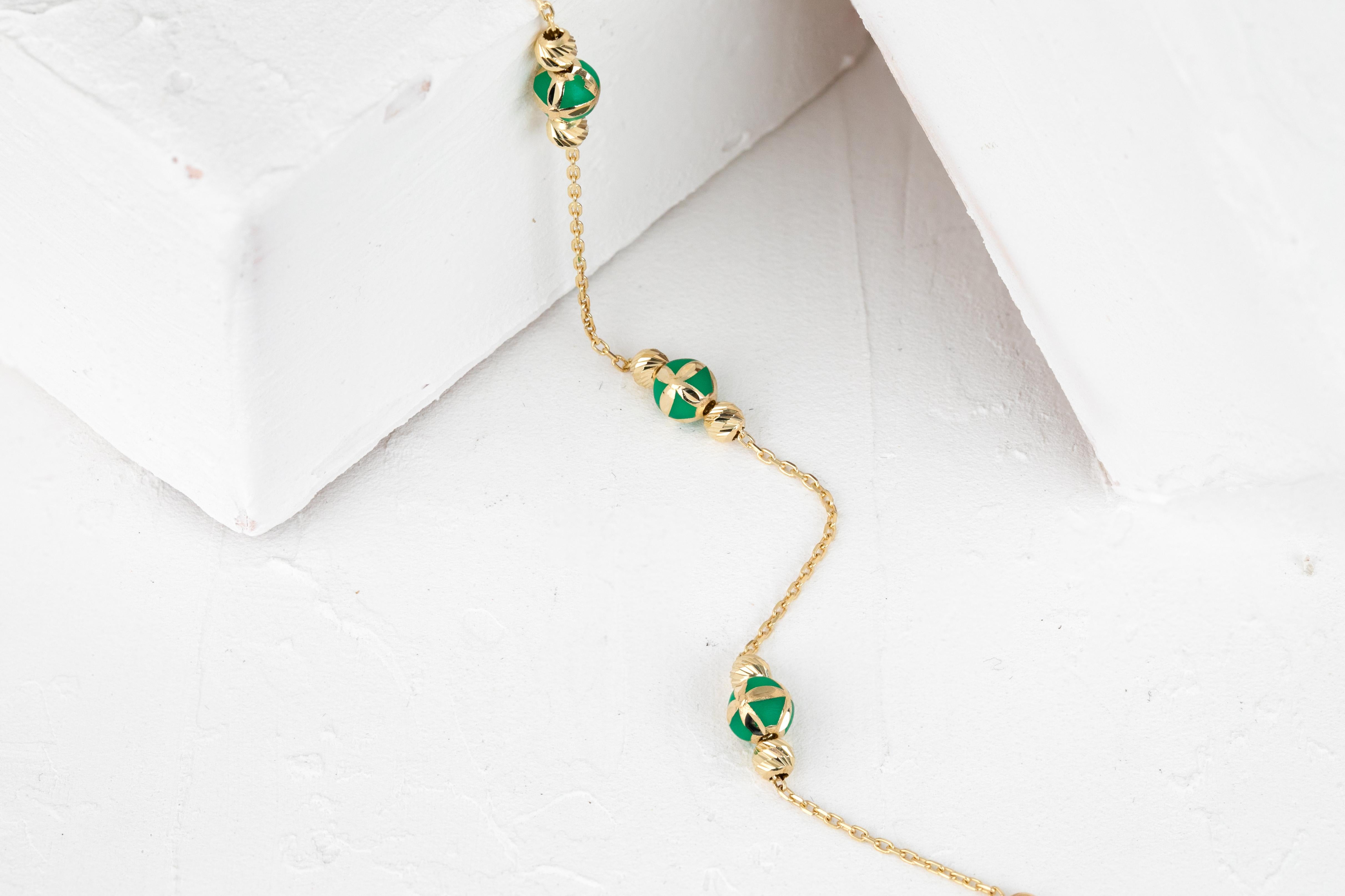 14K Goldarmband Grün emailliert und Dorica Sammlermodell Armband für Damen oder Herren