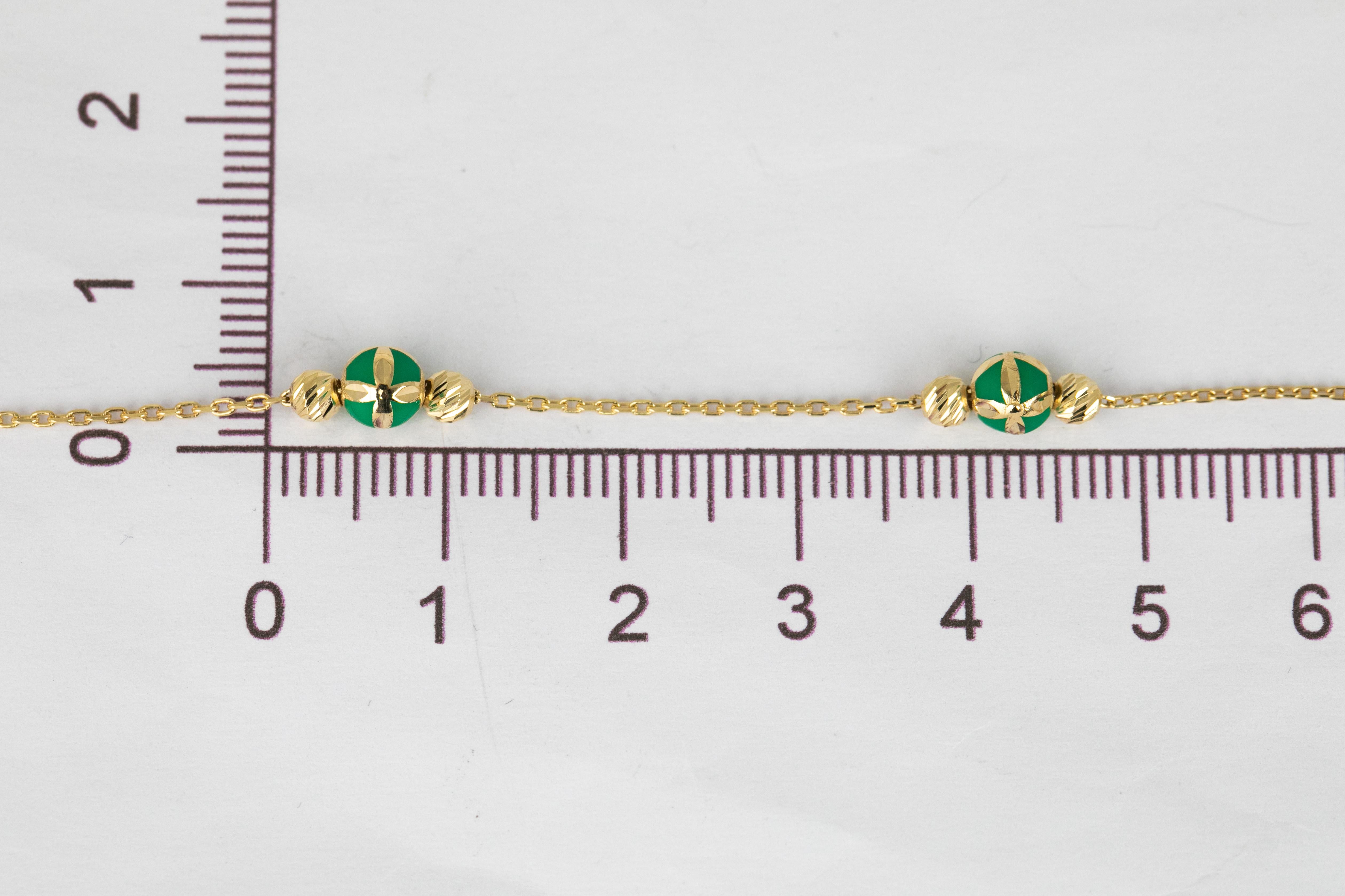 14k Gold Bracelet Green Enameled and Dorica Collected Model Bracelet For Sale 1