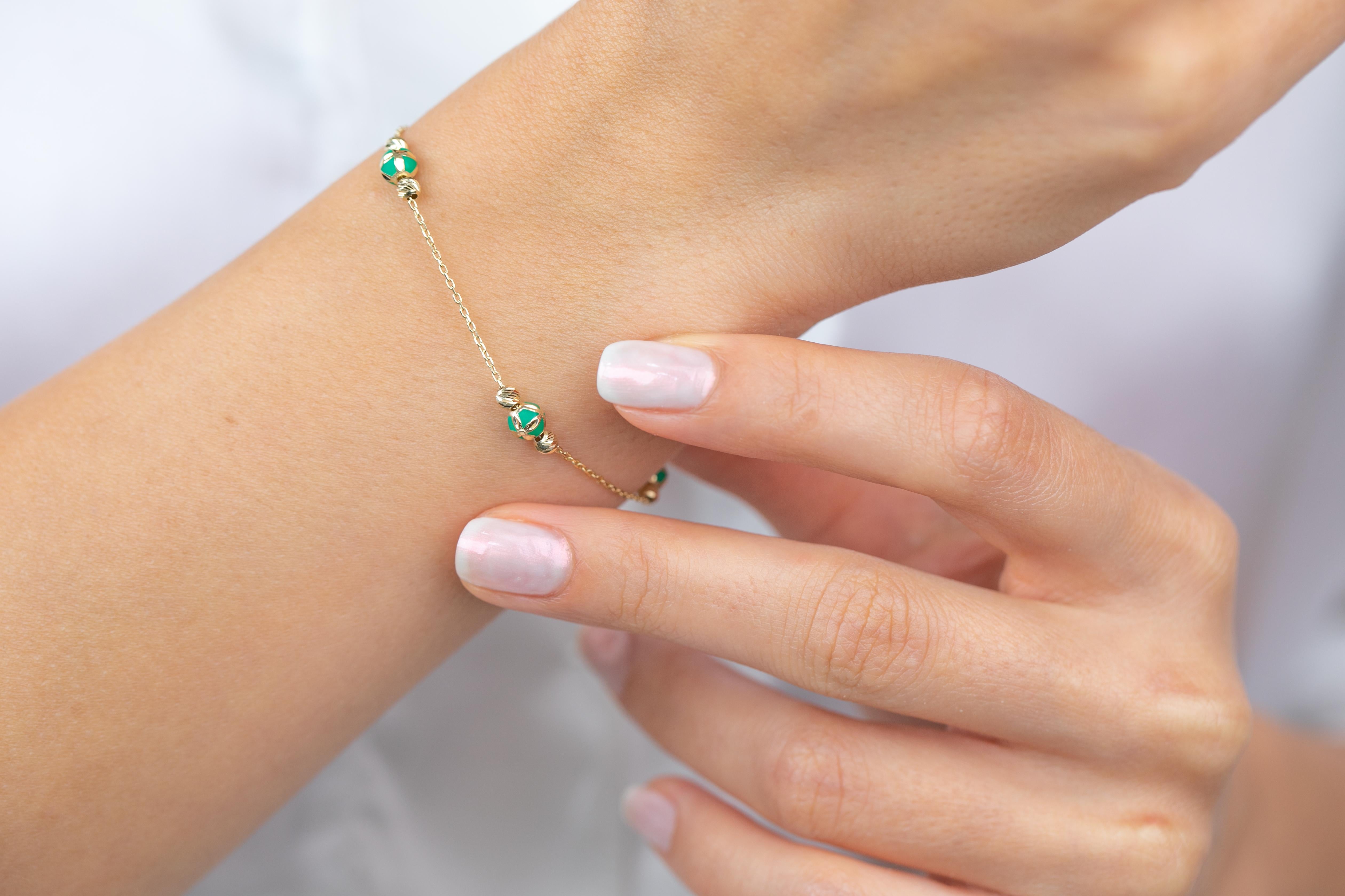 14K Goldarmband Grün emailliert und Dorica Sammlermodell Armband 4