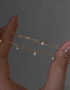 14k Gold Bracelet Natural Pave Diamond Chain Bracelet For Women Simple Gift.