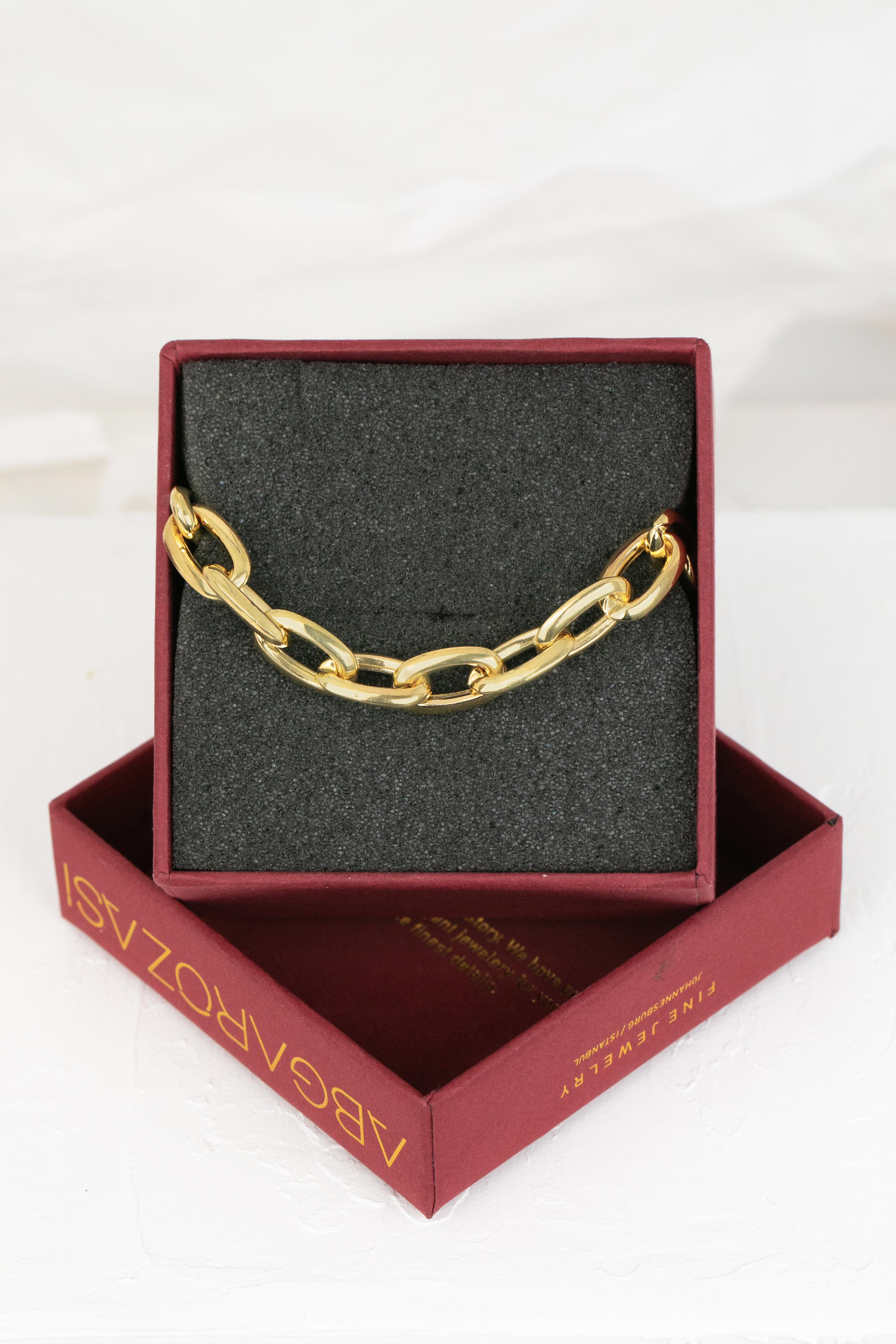 14k Gold Bracelet Ring Paper Clip Chain Model Bracelet For Sale 5