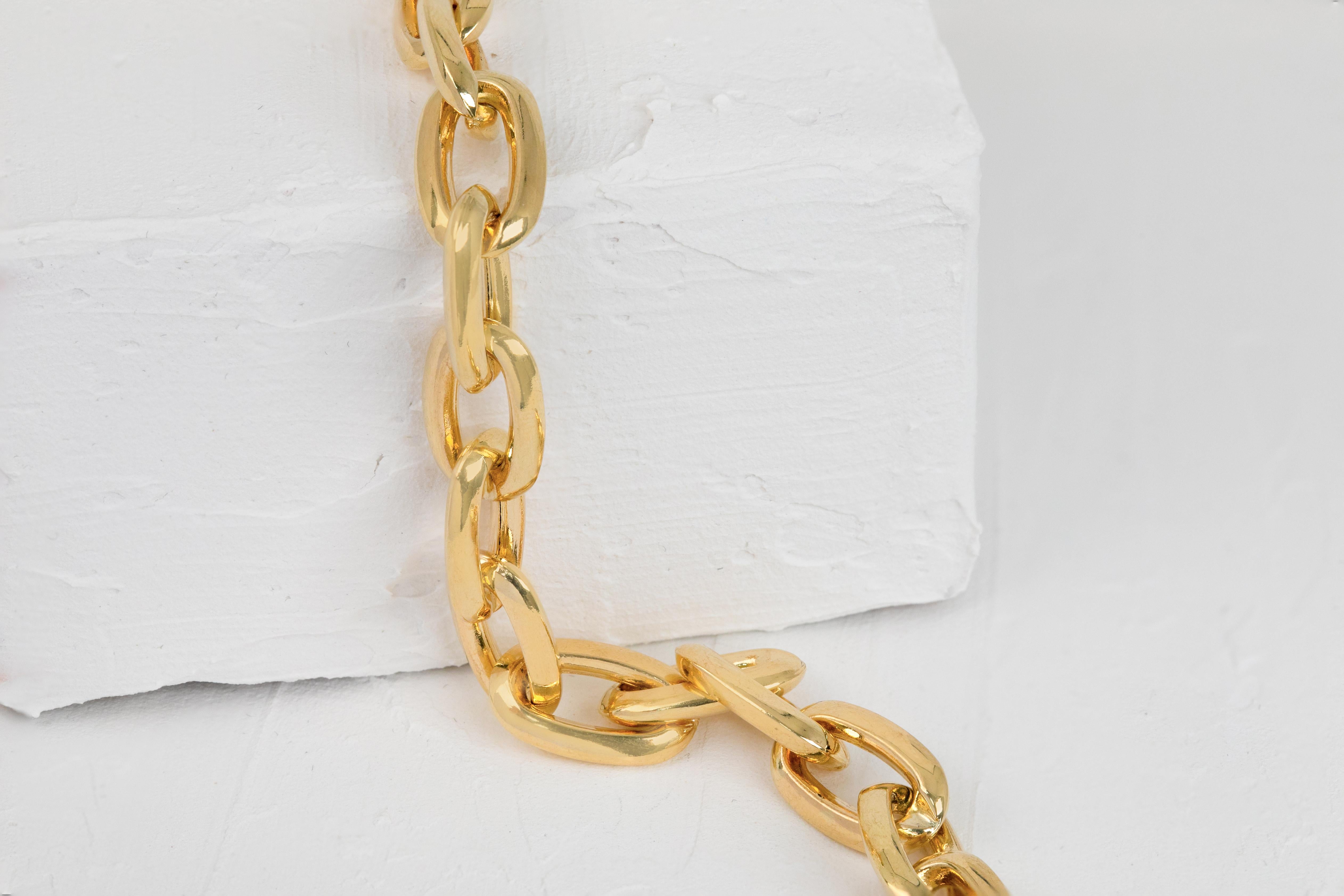Contemporary 14k Gold Bracelet Ring Paper Clip Chain Model Bracelet For Sale