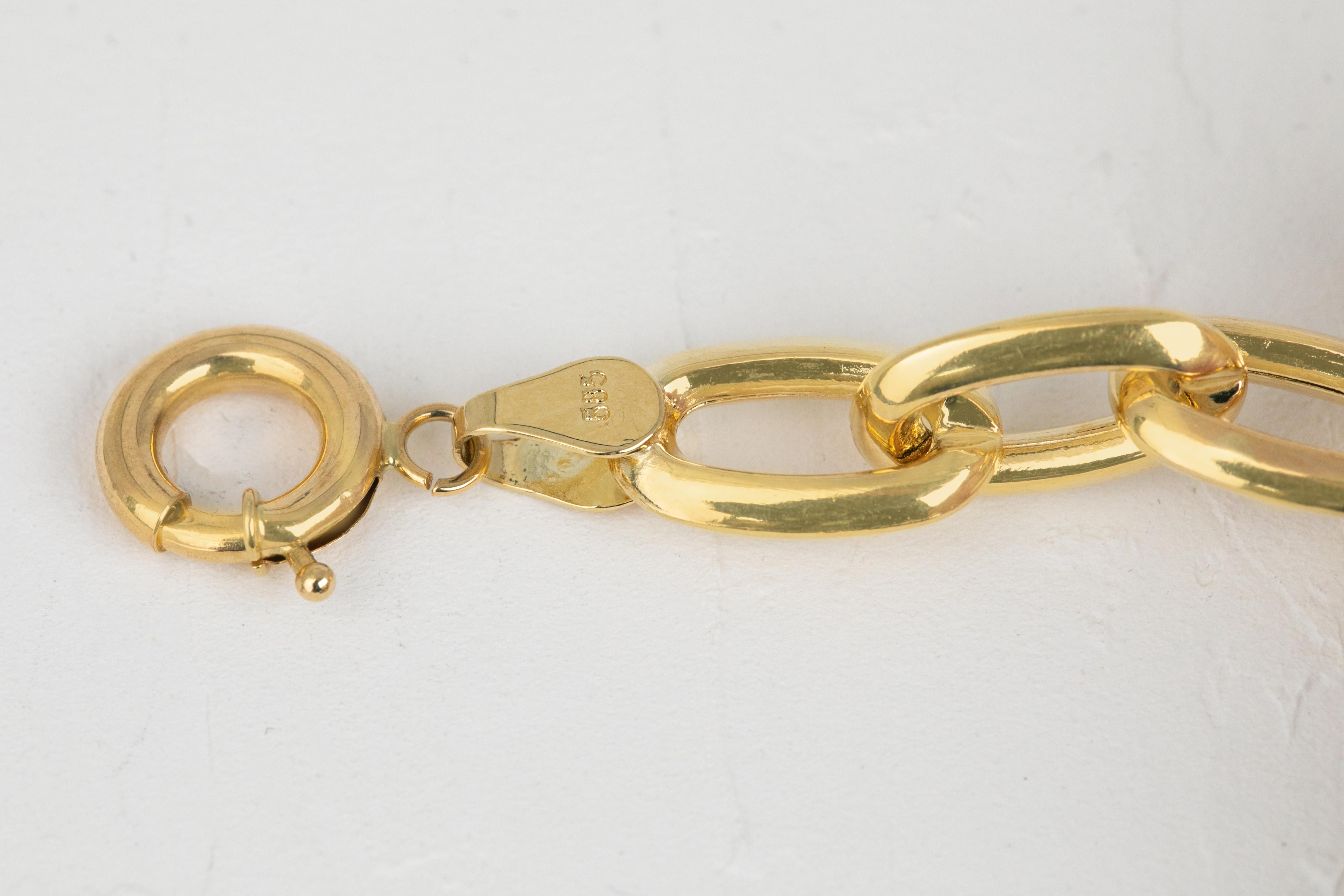 14k Gold Bracelet Ring Paper Clip Chain Model Bracelet In New Condition For Sale In ISTANBUL, TR