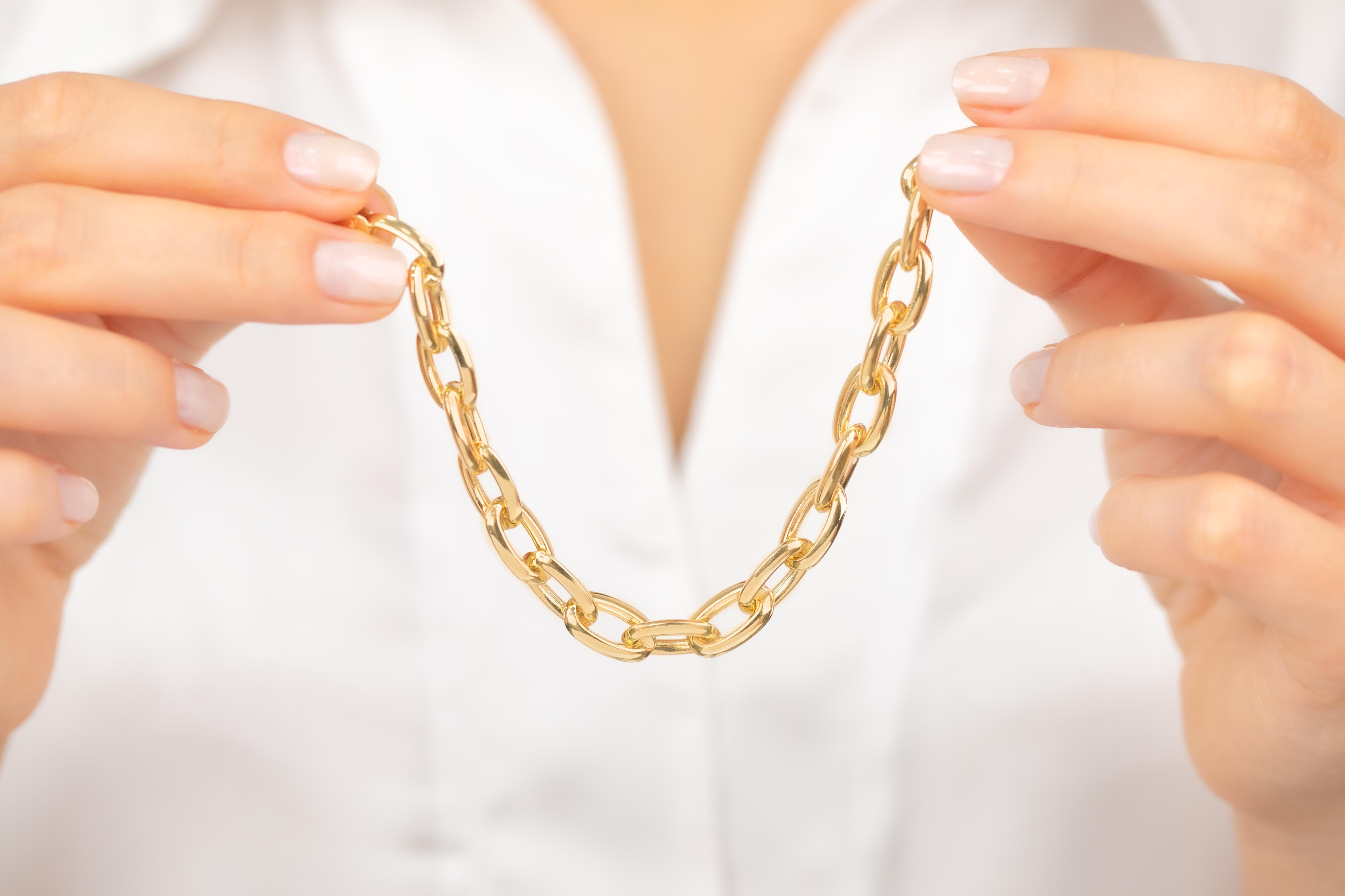 14k Gold Bracelet Ring Paper Clip Chain Model Bracelet For Sale 1