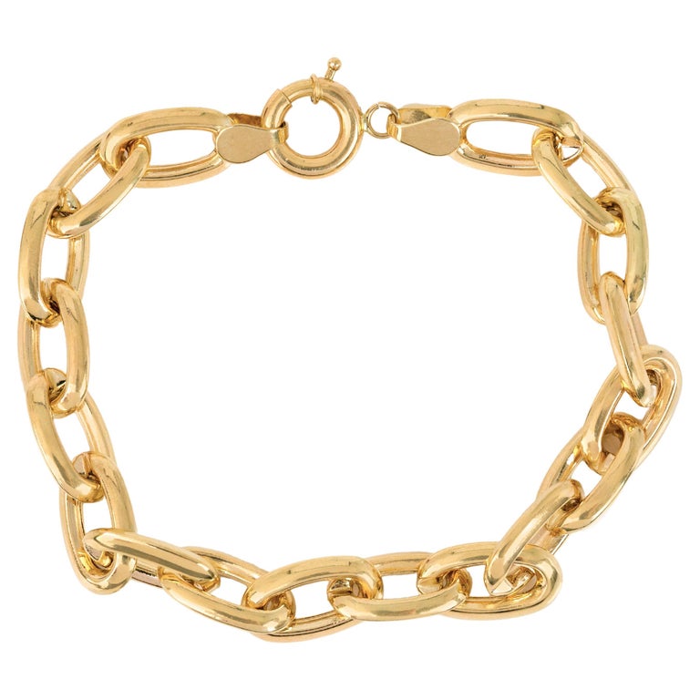 14k Gold Bracelet Ring Paper Clip Chain Model Bracelet For Sale at 1stDibs
