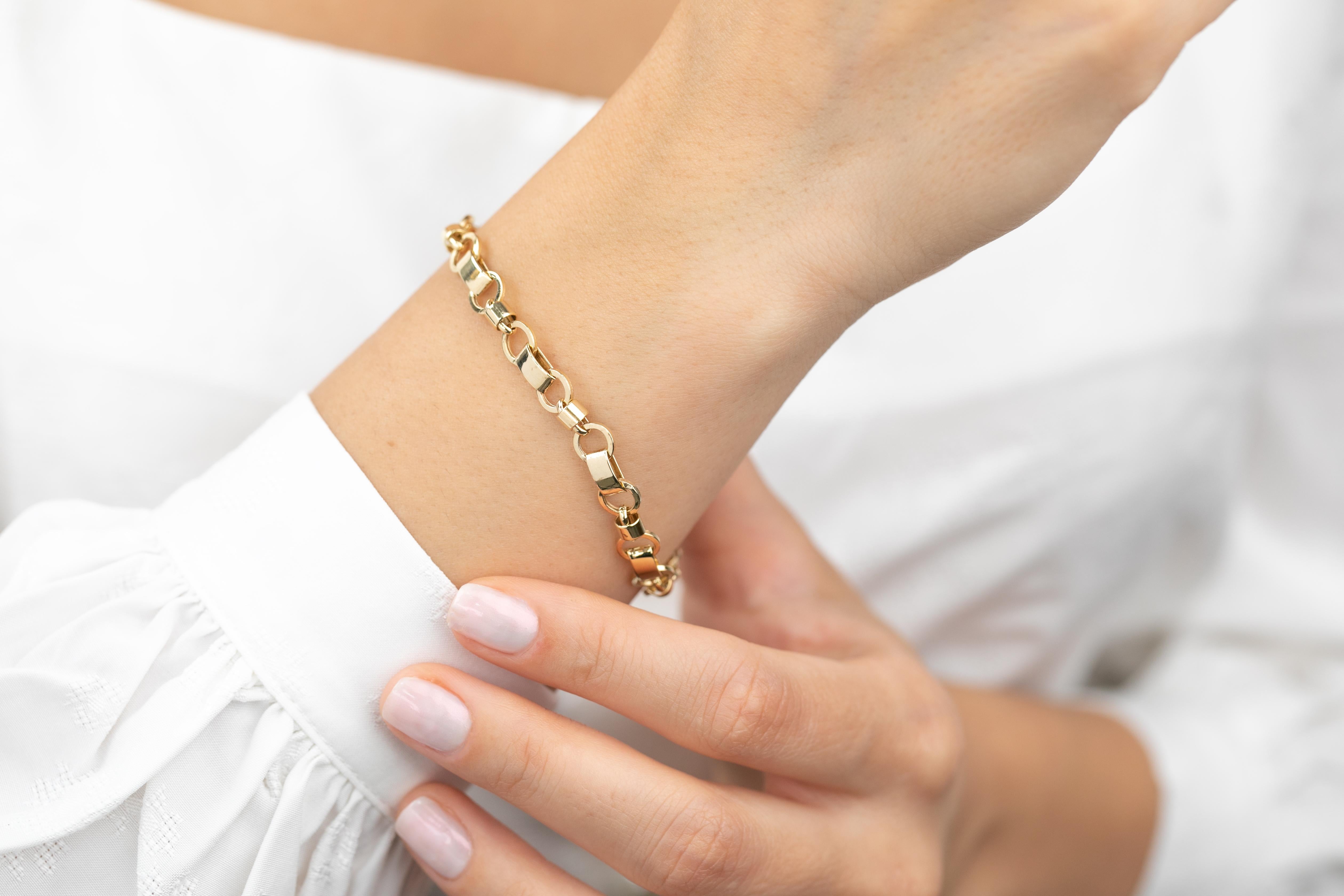 14K Goldarmband mit Ring, neu, Modell New Trend-Armband im Zustand „Neu“ in ISTANBUL, TR