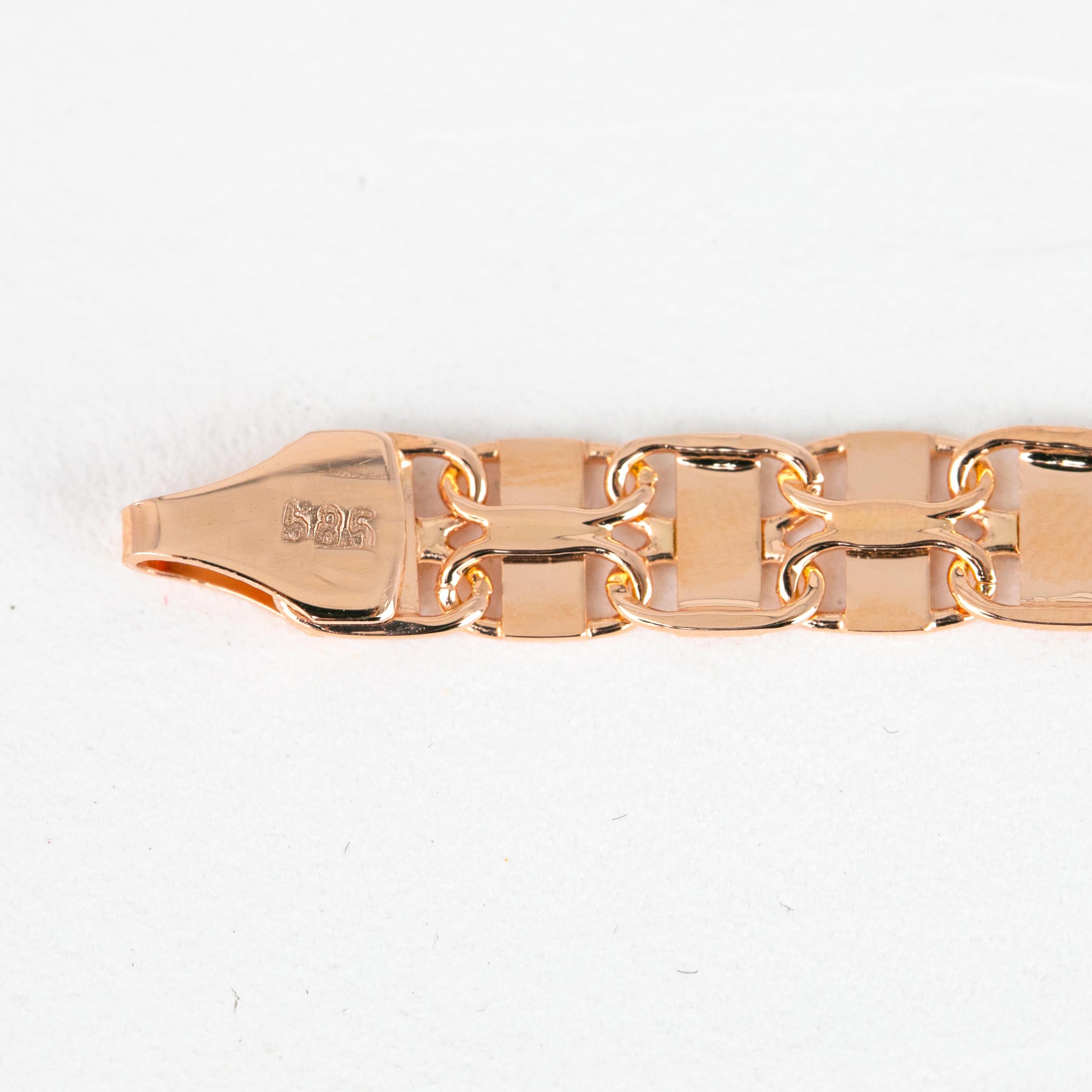  Bracelet en or 14K Bracelet en chaîne épaisse Unisexe en vente