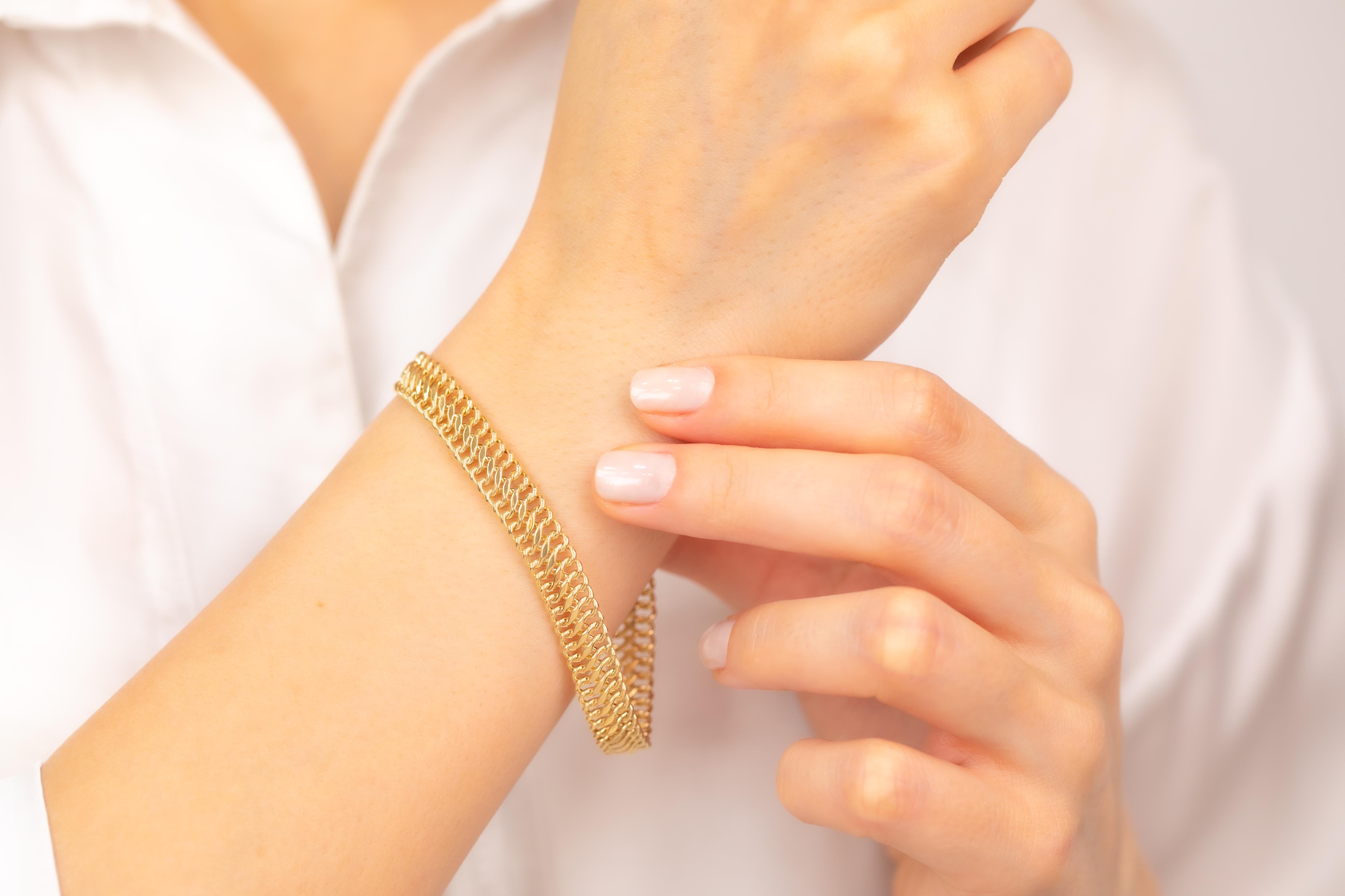 Contemporain Bracelet en or 14 carats avec chaîne modèle Vienne en vente