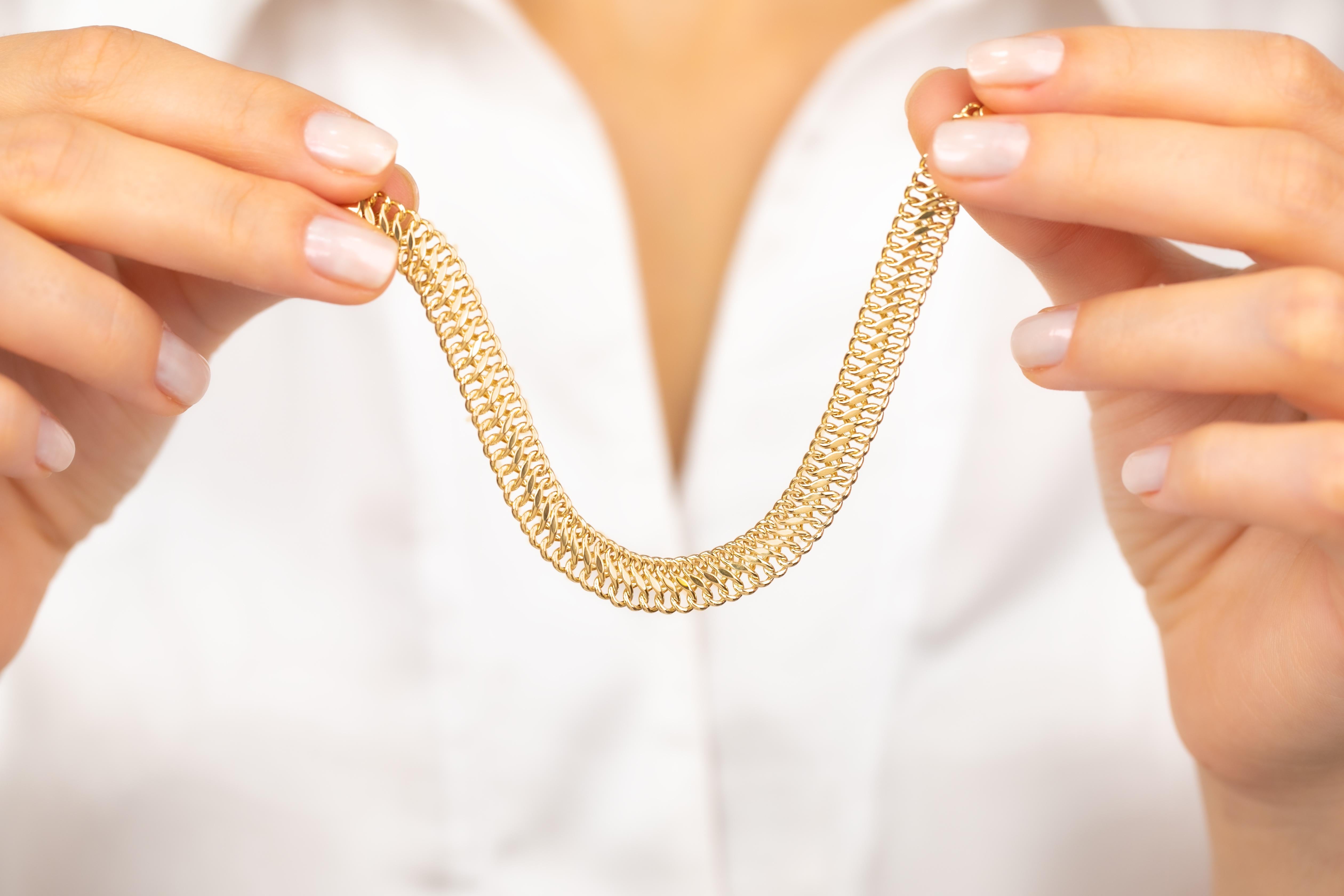 Bracelet en or 14 carats avec chaîne modèle Vienne Unisexe en vente
