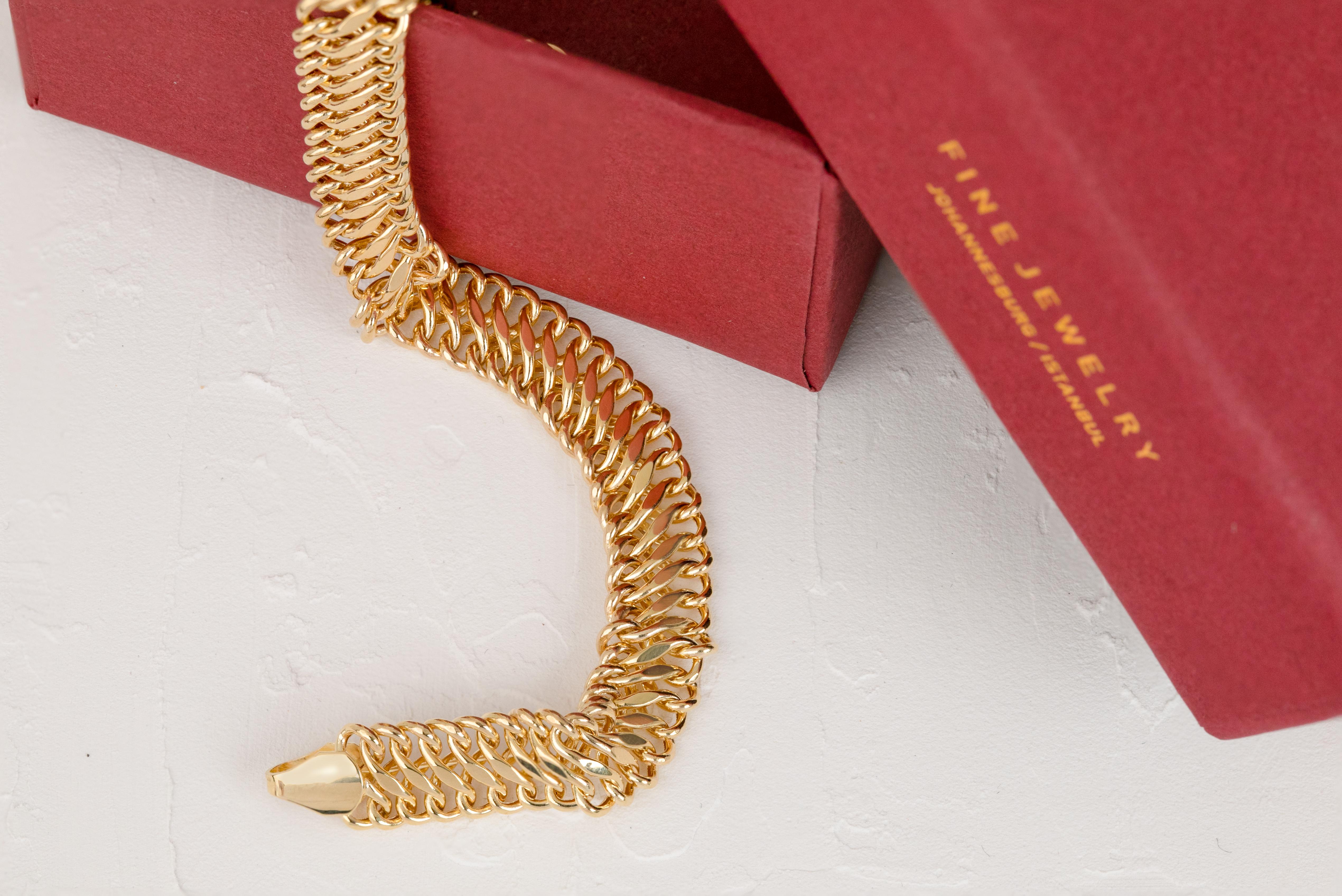 Bracelet en or 14 carats avec chaîne modèle Vienne en vente 2
