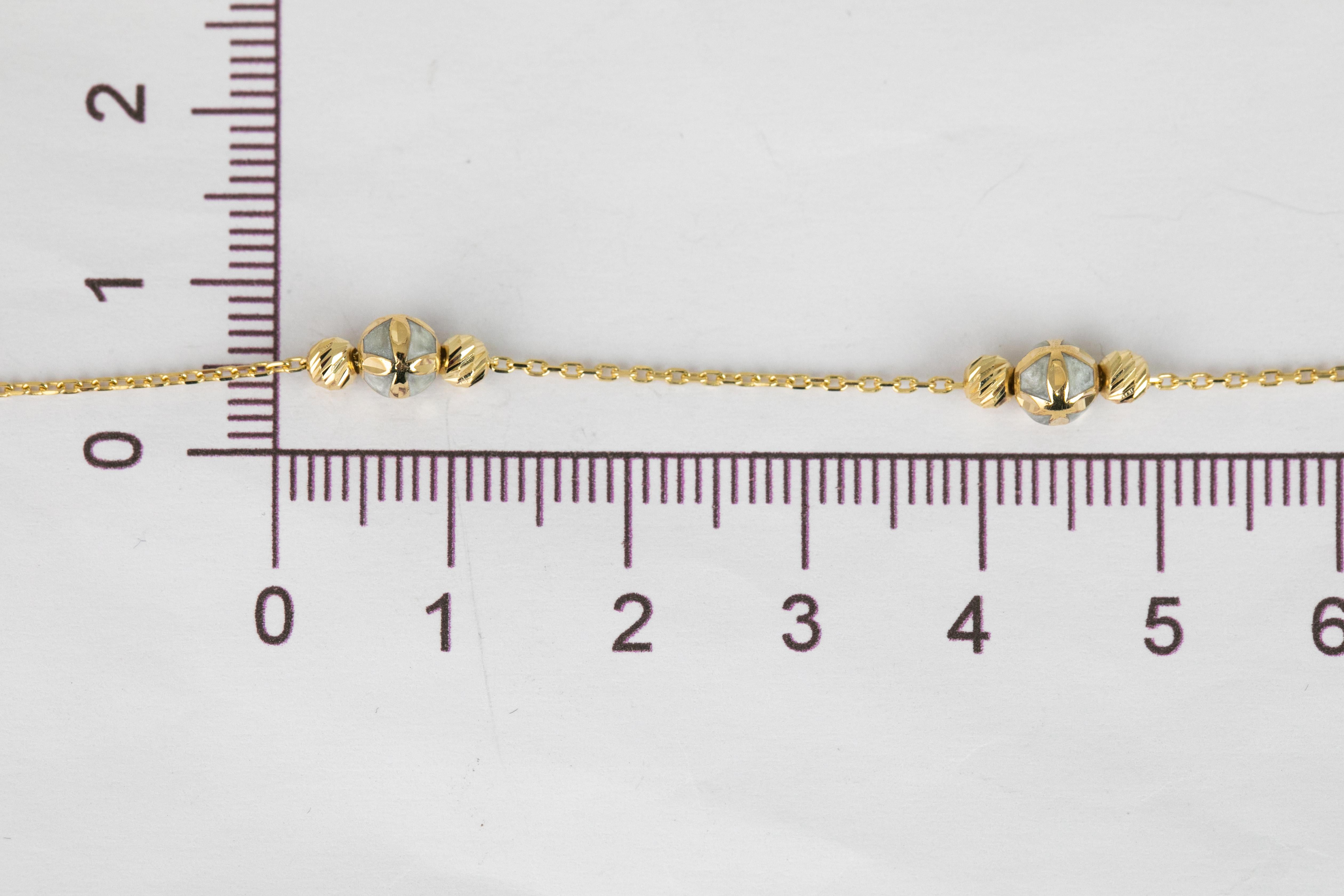 14k Gold Bracelet White Enameled and Dorica Collected Model Bracelet For Sale 5