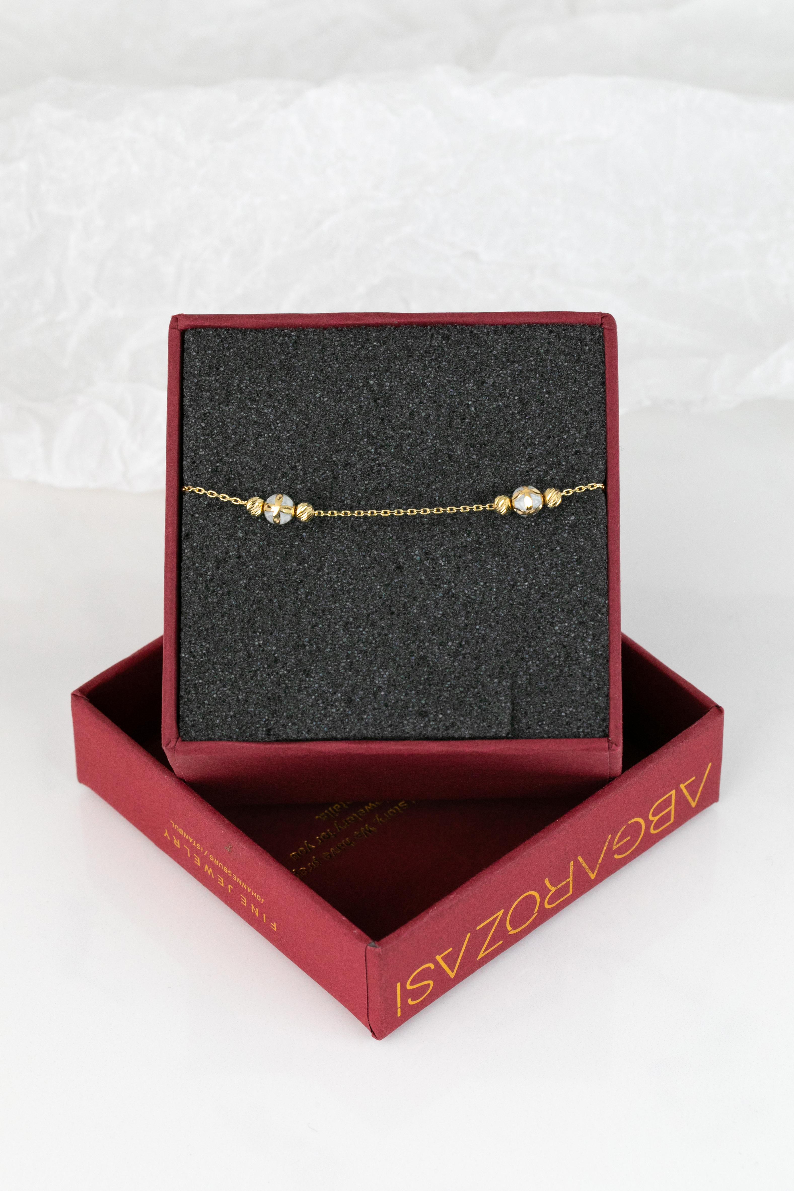 14k Gold Bracelet White Enameled and Dorica Collected Model Bracelet For Sale 6