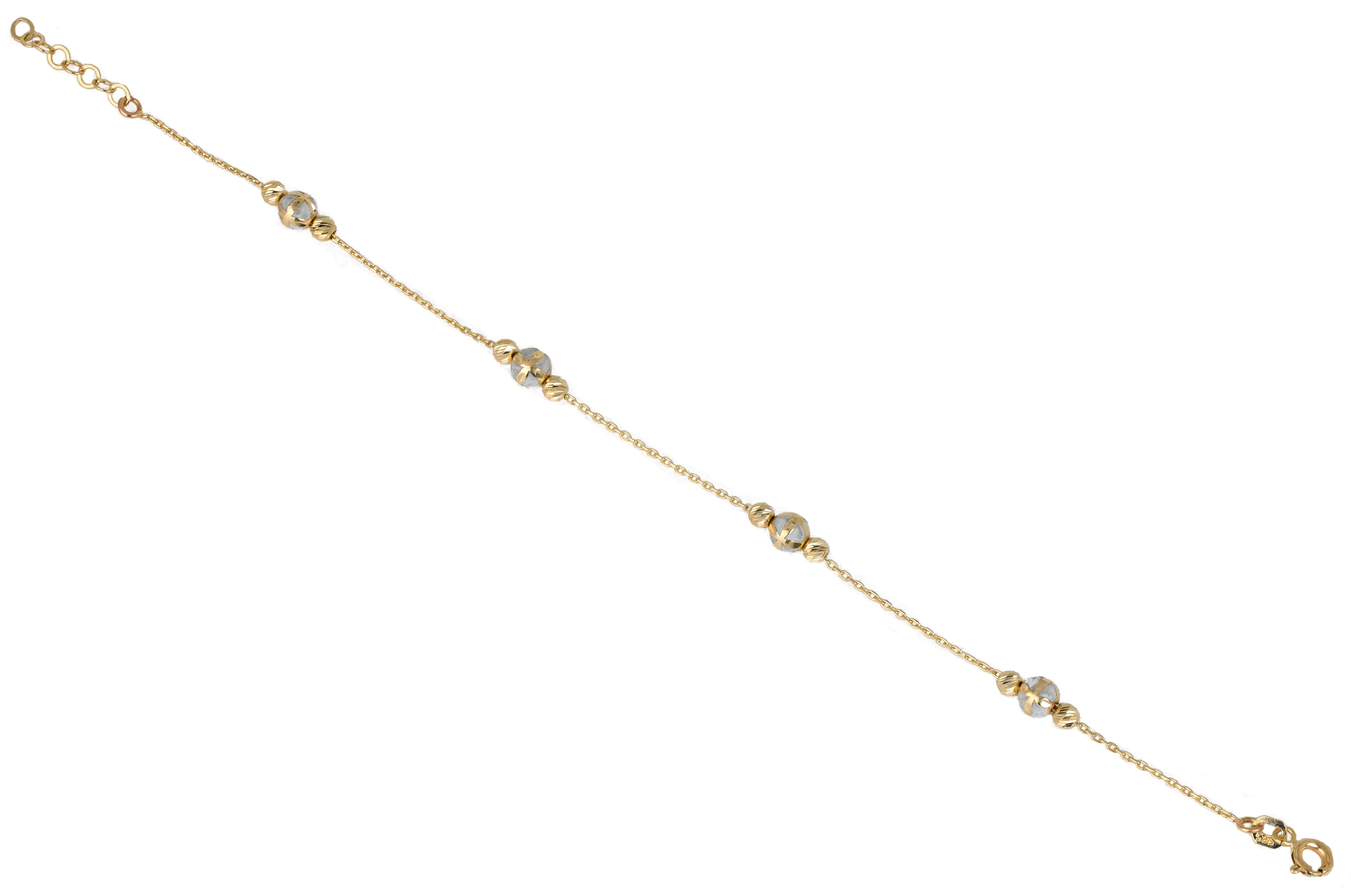 14k Gold Bracelet White Enameled and Dorica Collected Model Bracelet For Sale 1