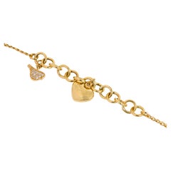 14k Gold Bracelet with Bold Chain, 14k Gold Chain and Heart Sembol Bracelet