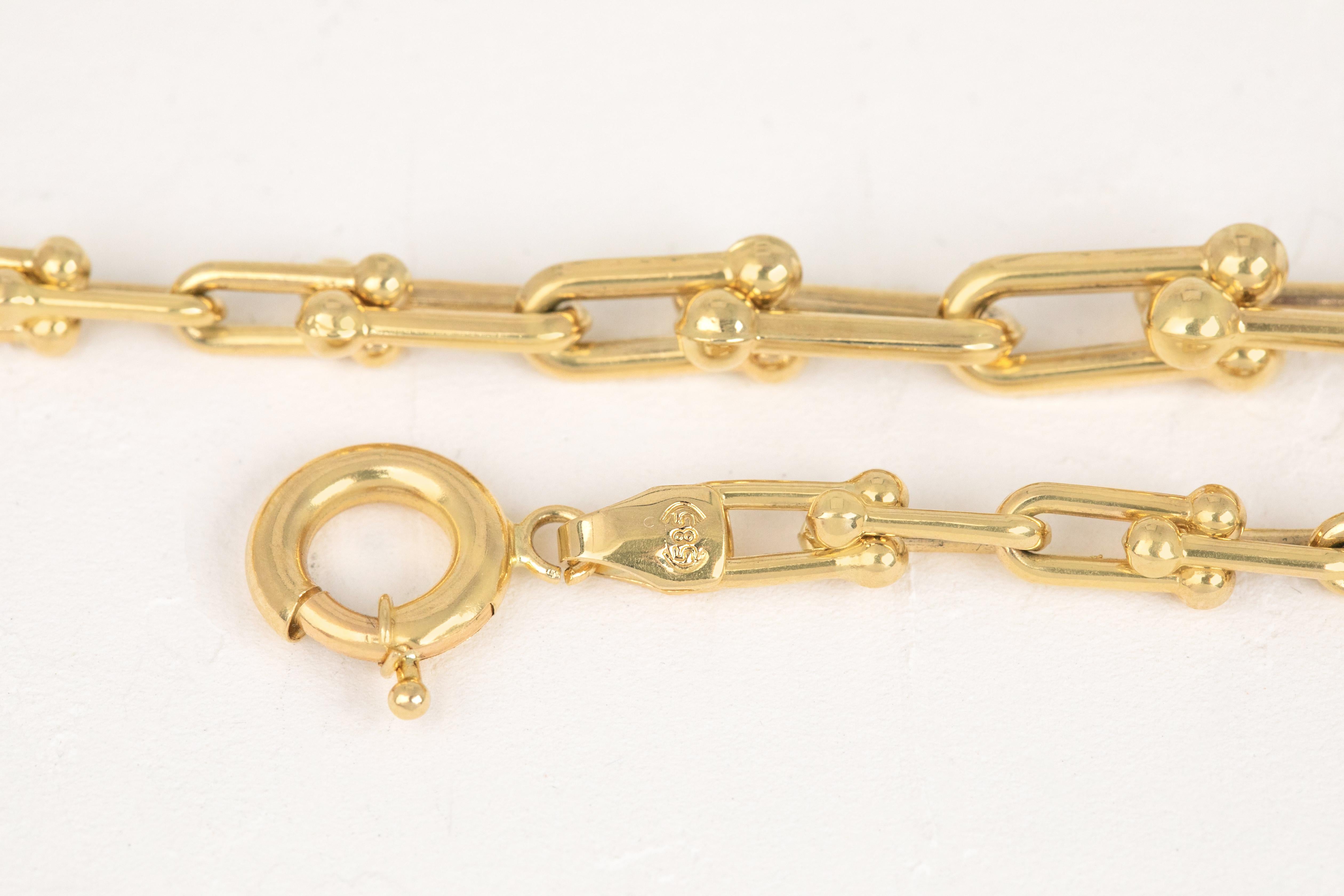 14k Gold Bracelet with Bold Chain, 14k Gold Chain Bracelet, Rectangle Bracelet For Sale 5