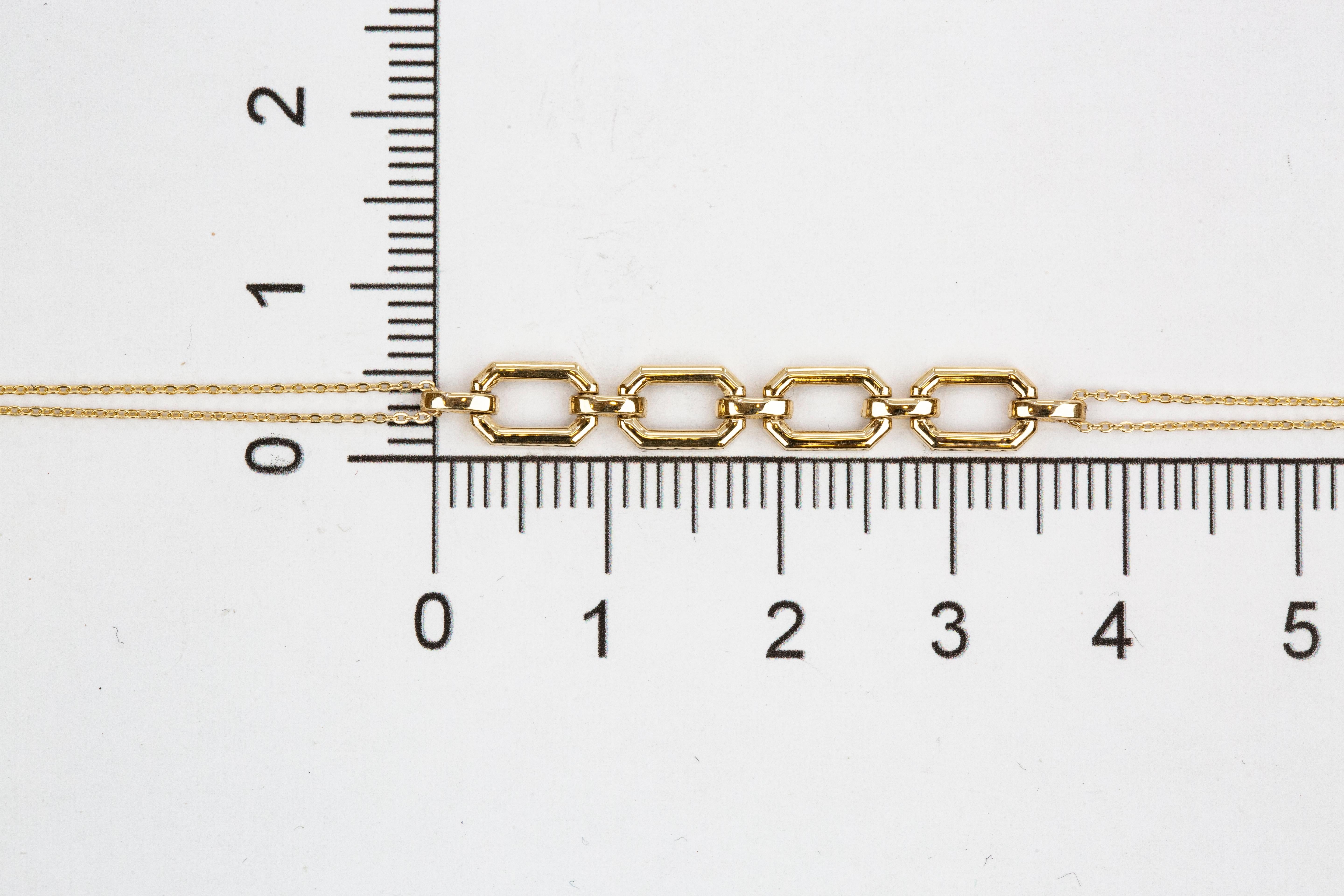 14K Gold Bracelet with Bold Chain, 14k Gold Chain Bracelet, Rectangle Bracelet For Sale 5