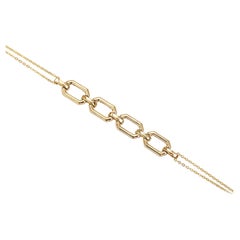 14K Gold Bracelet with Bold Chain, 14k Gold Chain Bracelet, Rectangle Bracelet