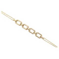 Bracciale in oro 14 carati con catena a forma di grassetto, bracciale a catena in oro 14 carati, bracciale a rettangolo