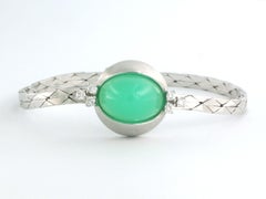 Armband aus 14 Karat Gold mit Chrysophrase und Diamanten im Brillantschliff von bis zu 0,30 Karat