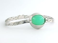 14k gold bracelet with chrysophrase and brilliant-cut diamonds up to 0.30ct