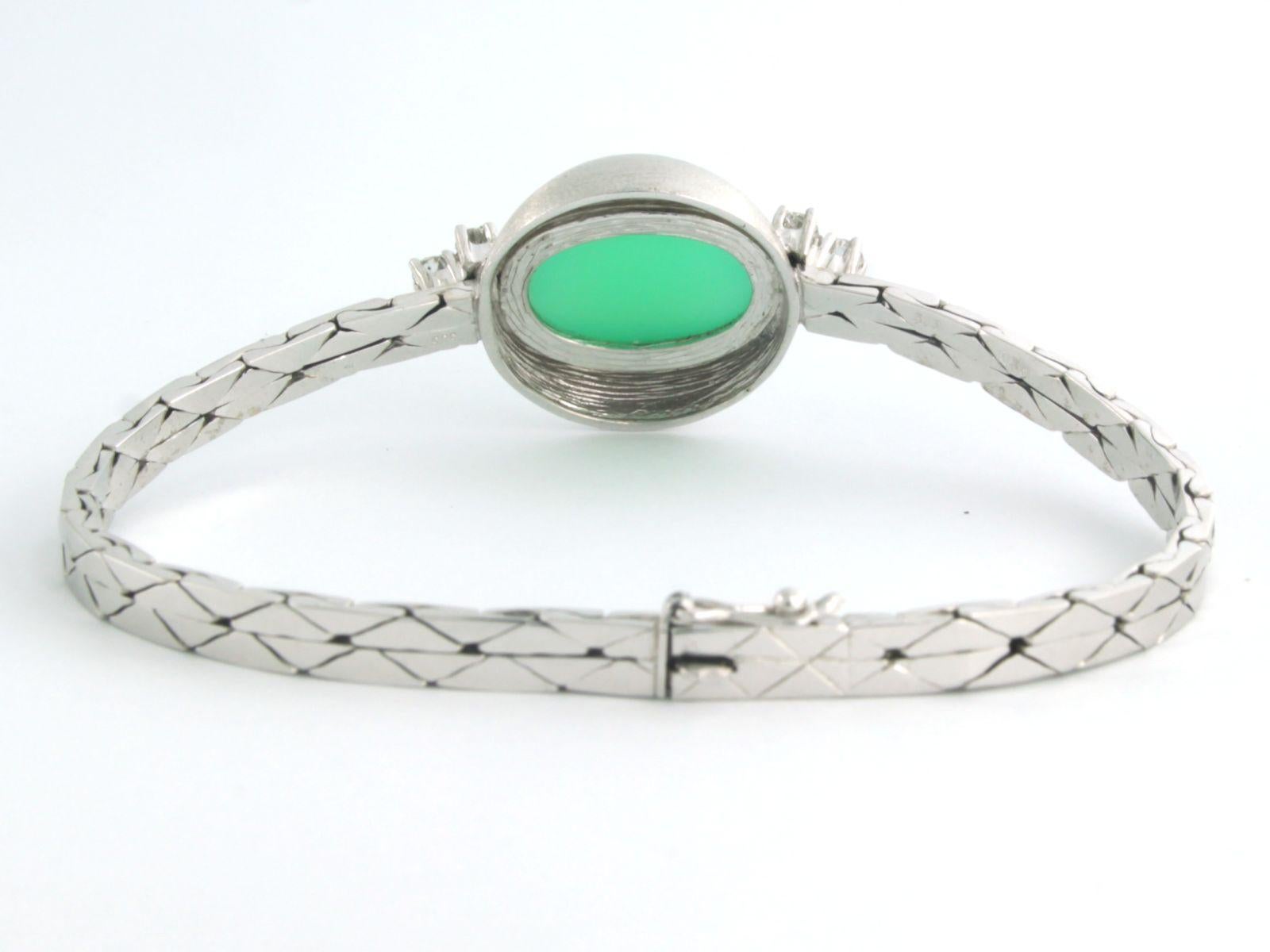 Taglio brillante Bracciale in oro 14k con crisofrasa e diamanti taglio brillante fino a 0,30 carati in vendita