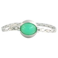 14k gold bracelet with chrysophrase and brilliant-cut diamonds up to 0.30ct
