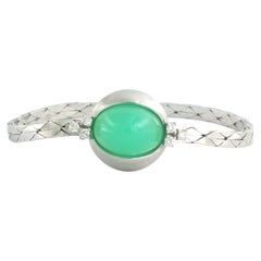 14k gold bracelet with chrysophrase and brilliant-cut diamonds up to 0.30ct