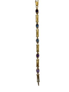 14K Gold Bracelet WIth Colorful Gem-Stones