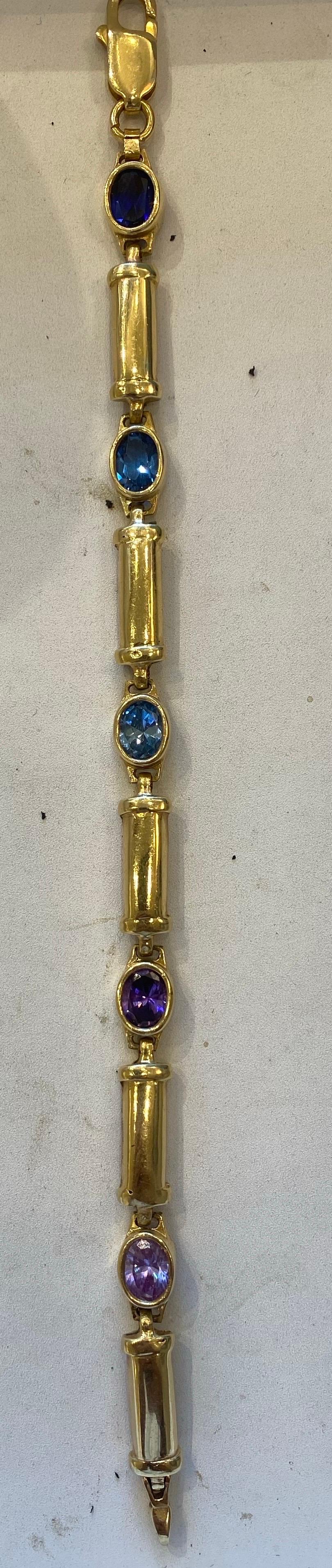 14K Gold Bracelet WIth Colorful Gem-Stones In Excellent Condition For Sale In Tel Aviv, IL