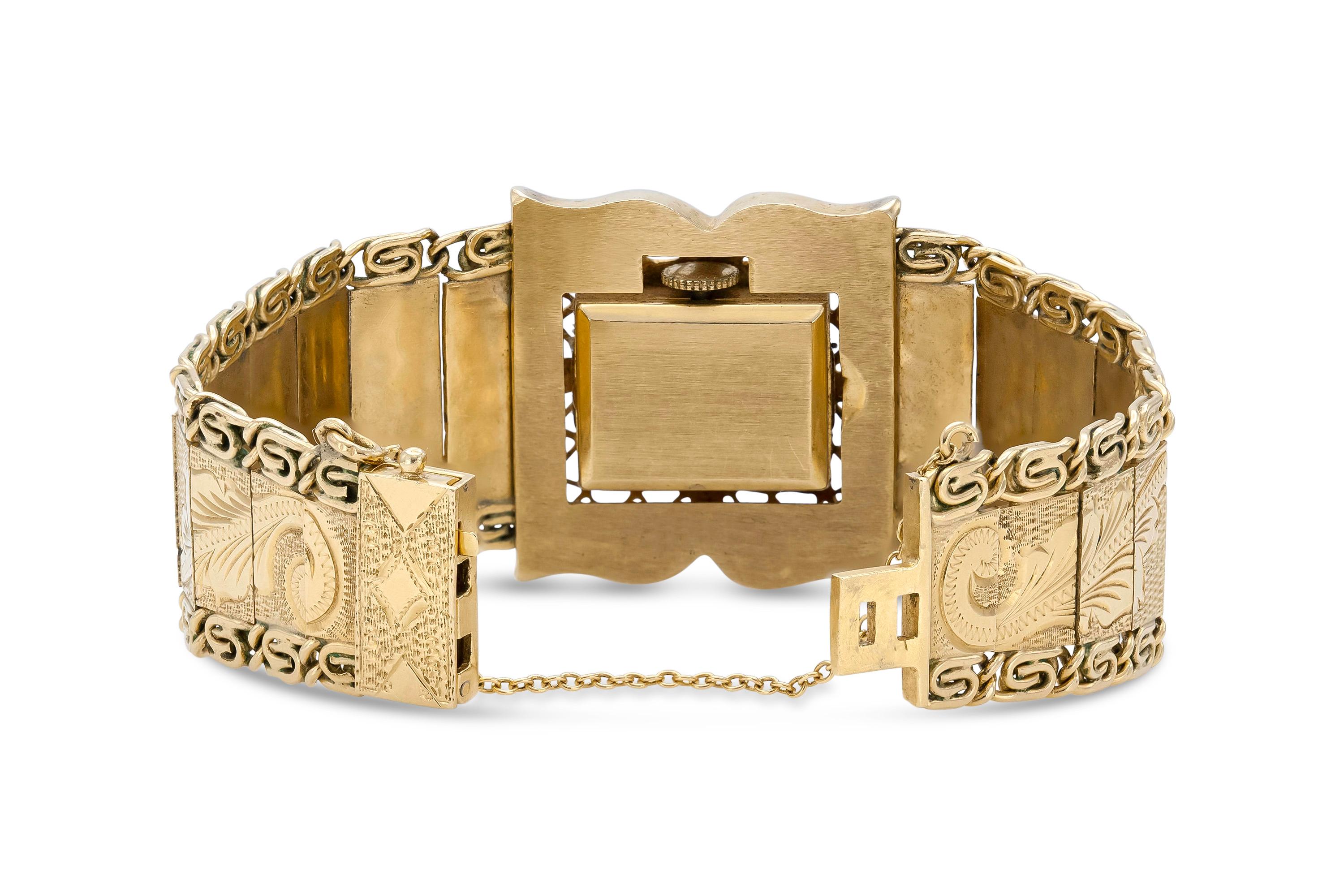 14K Gold-Armband mit versteckter Uhr Damen im Angebot