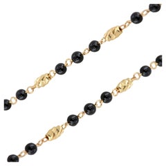14K Gold Bracelet with Onyx, 14k Gold Onyx Bracelet, Onyx Bracelet