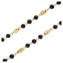 14K Goldarmband mit Onyx, 14k Gold Onyx Armband, Onyx-Armband