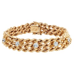 14k Gold Bracelet with Over 1 Carat in G-H Color, VS-SI Clarity Diamond Stations