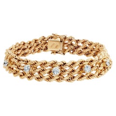 14k Gold Bracelet with over 1 Carat in G-H Color, VS-SI Clarity Diamond Stations