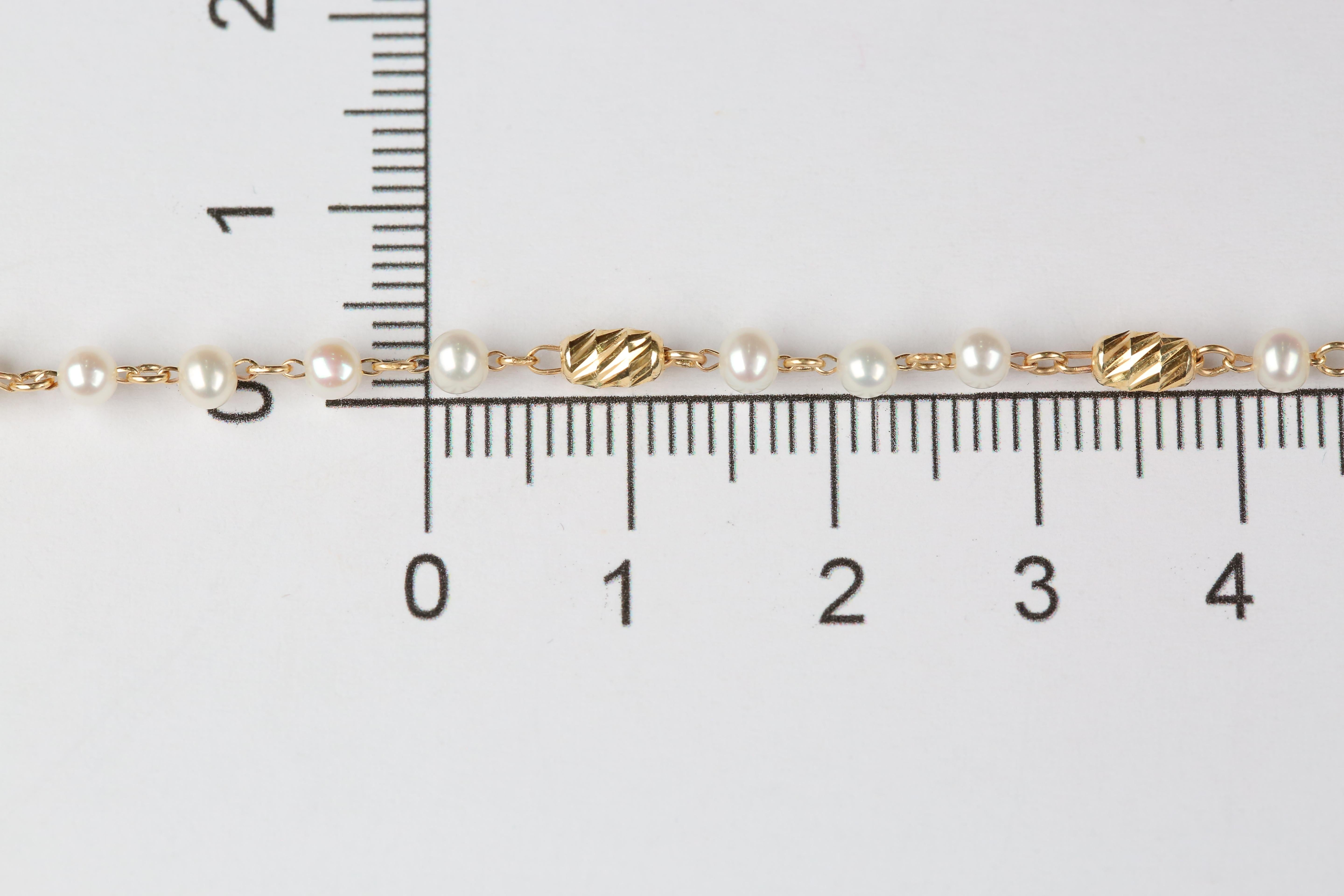 Bracelet en or 14 carats avec perles, bracelet de perles en or 14 carats, bracelet de perles Carlos en vente 8