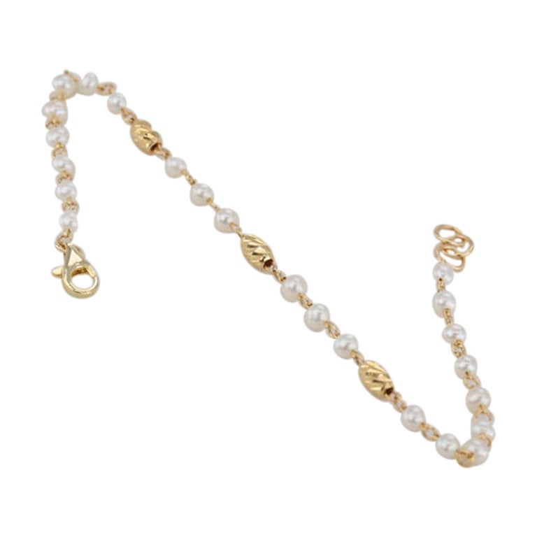 14 Karat Goldarmband mit Perlen, Perlenarmband aus 14 Karat Gold, Carlos Perlenarmband im Zustand „Neu“ in ISTANBUL, TR