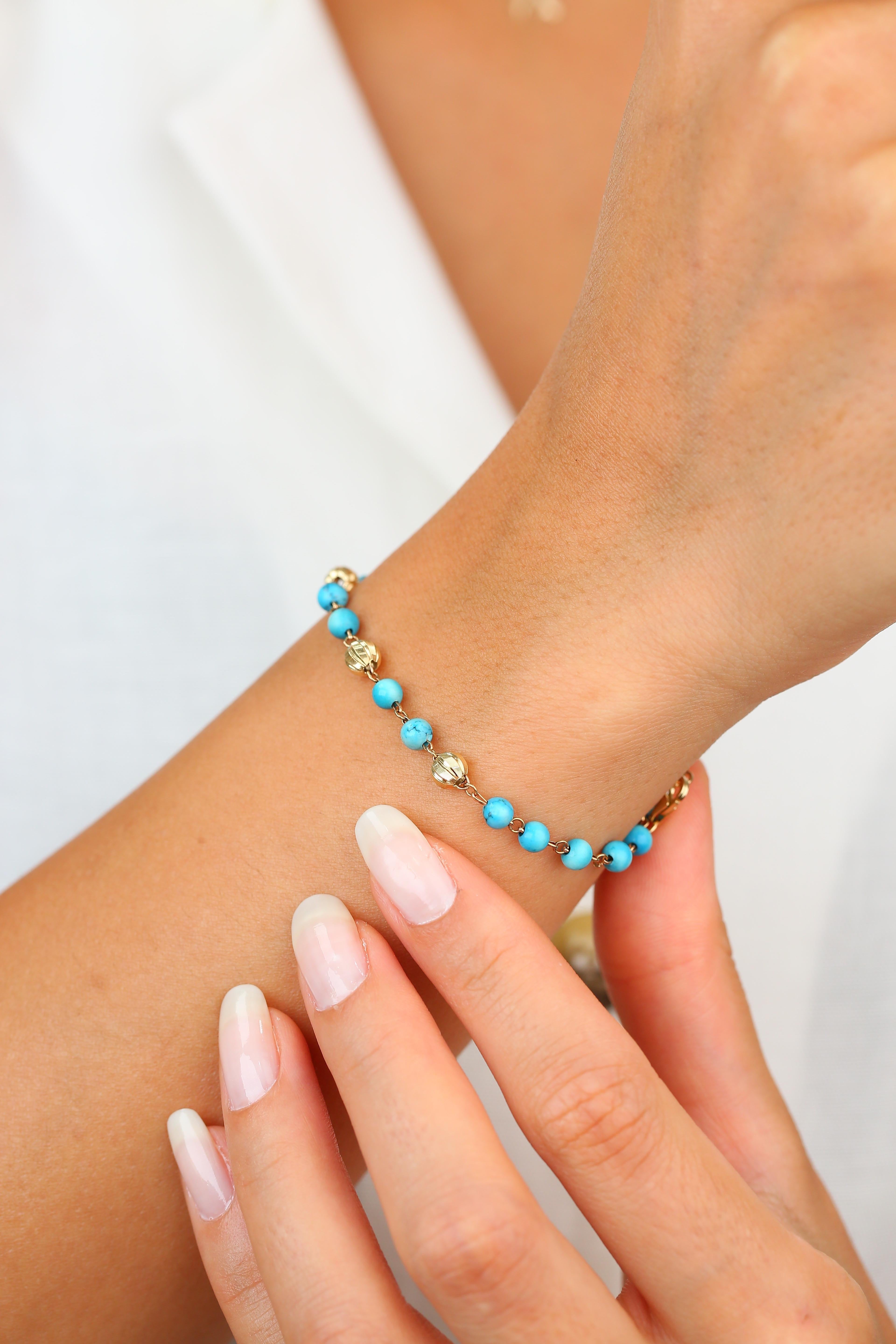 14K Gold Bracelet with Turquoise, 14k Gold Turquoise Bracelet, Turquoise Bracelet delicate bracelet created by hands from chain to the stone shapes. Good ideas of dainty bracelet or stackable bracelet gift for her.

I used turquoise stones for
