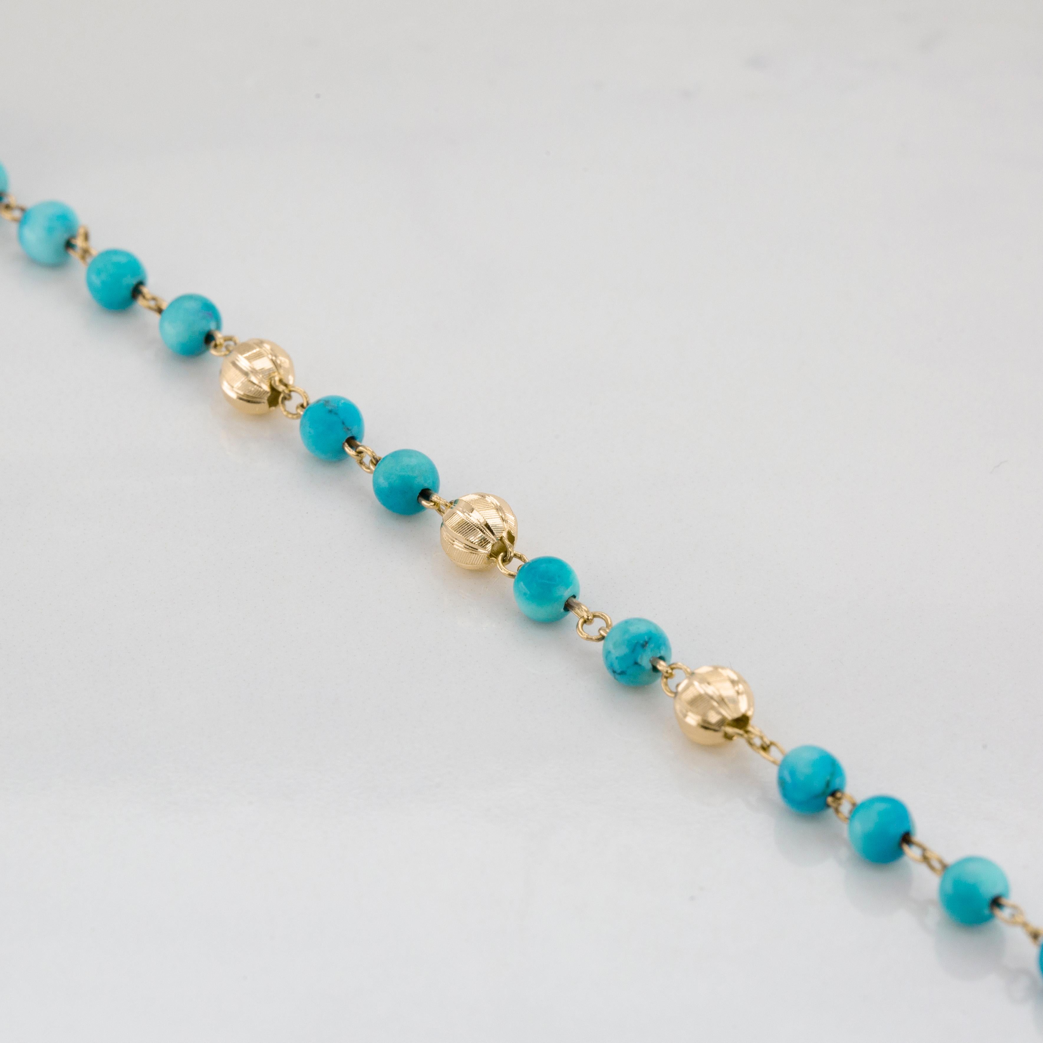 14K Gold Bracelet with Turquoise, 14k Gold Turquois Bracelet, Turquoise Bracelet For Sale 1