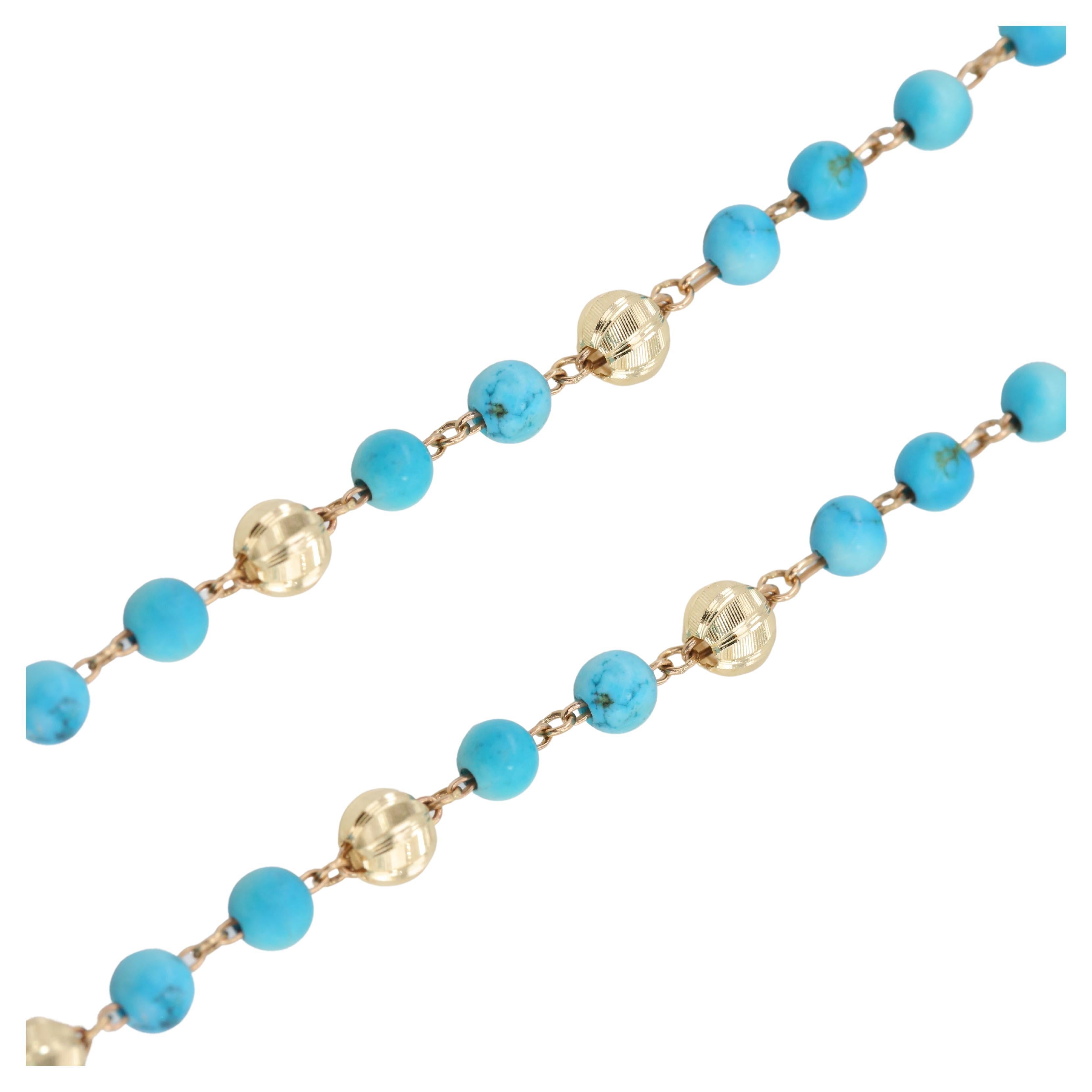 14K Gold Bracelet with Turquoise, 14k Gold Turquois Bracelet, Turquoise Bracelet For Sale