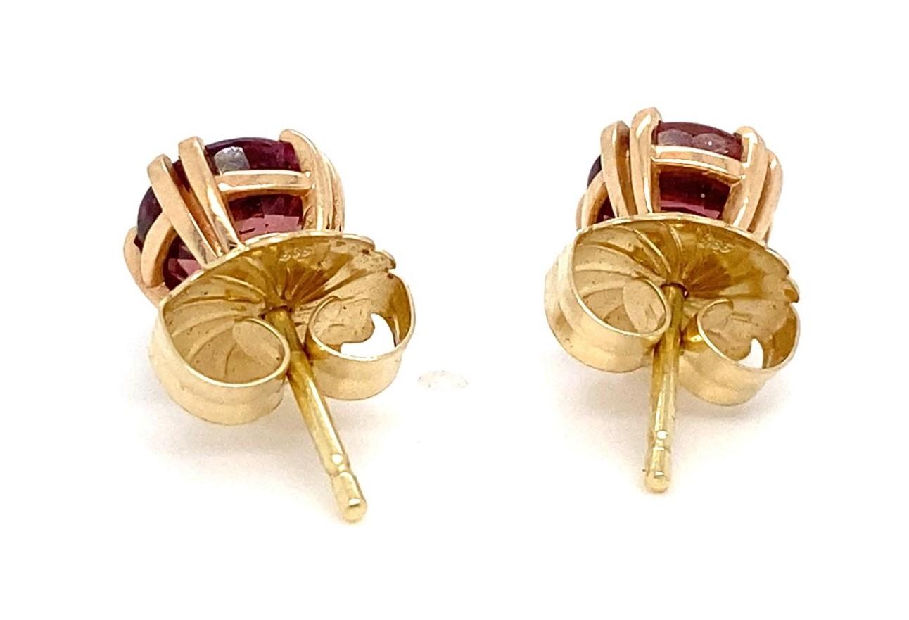 Women's or Men's 14k Gold & Brilliant Pink Tourmaline Stud Earrings, Screw Backs For Sale