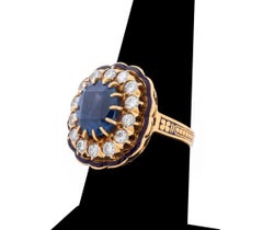 14K Gold Burma Saphir Diamant Emaille Ring, AGL