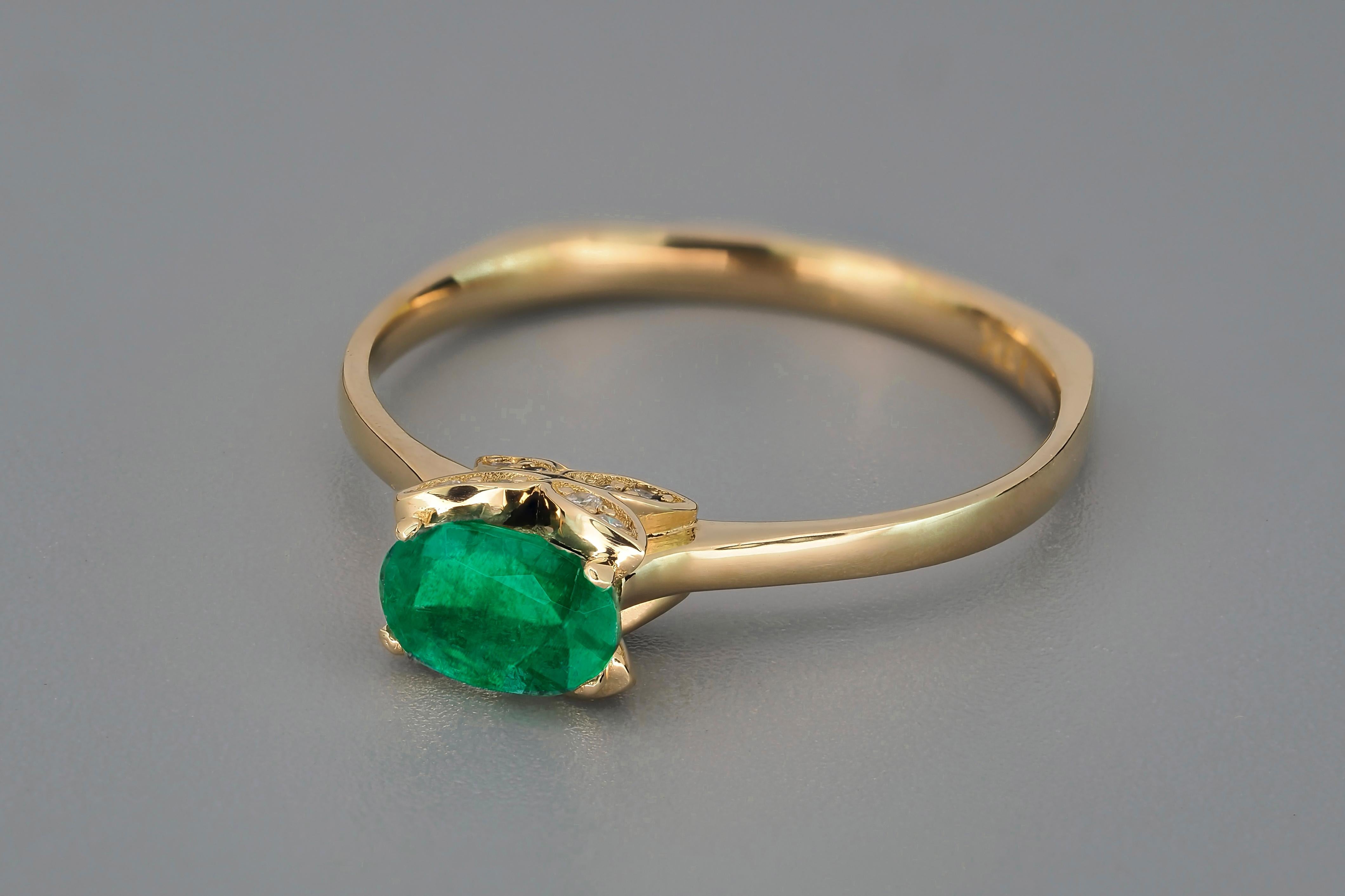 For Sale:  Emerald and Diamonds 14k gold ring. Buterfly gold ring! 4