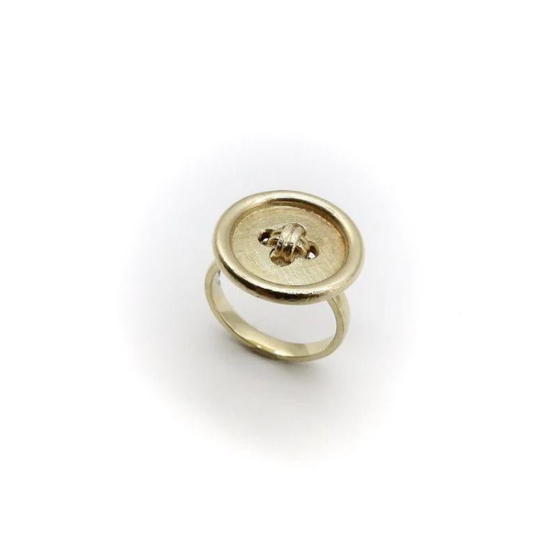 Contemporary 14K Gold Button Ring For Sale
