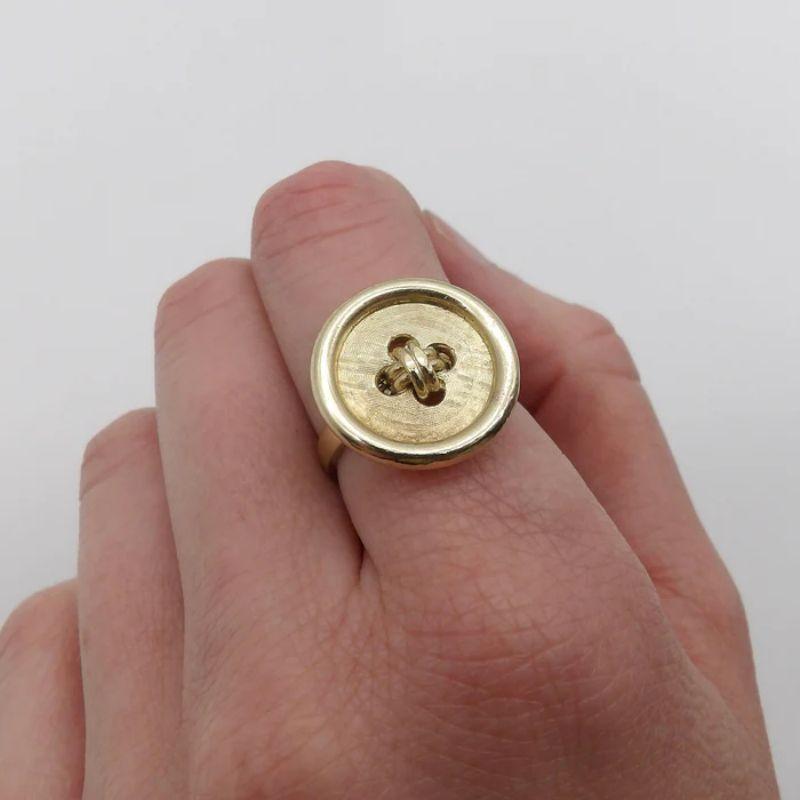14K Gold Button Ring For Sale 2