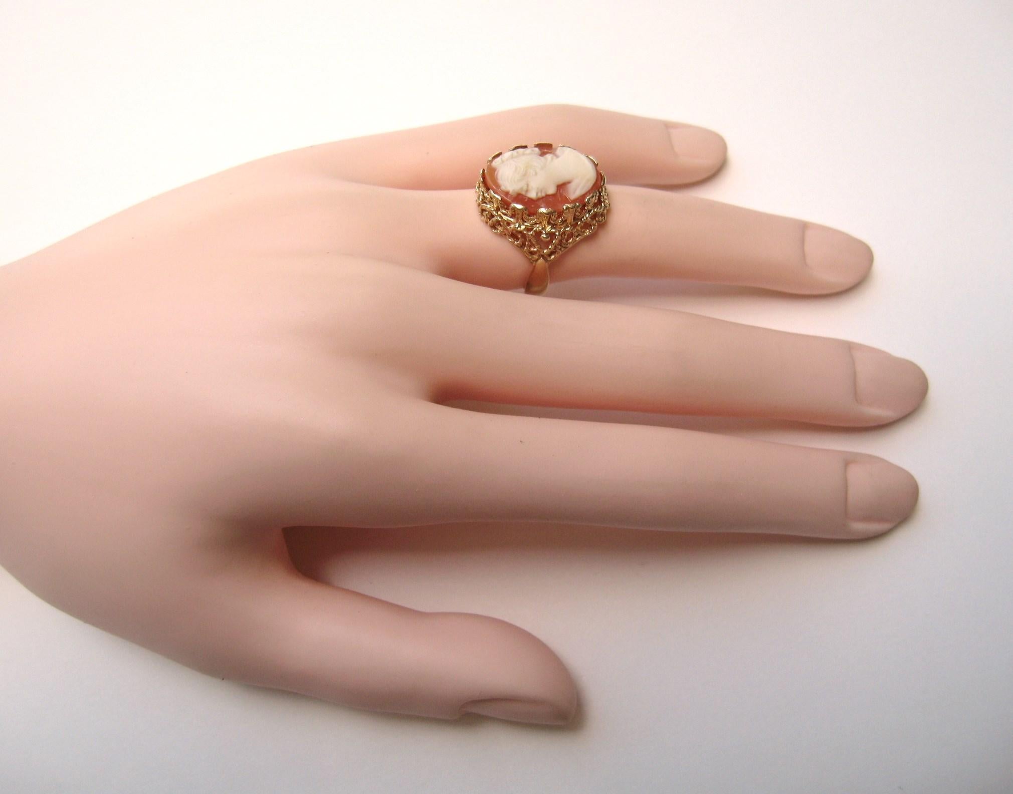 14k gold cameo ring
