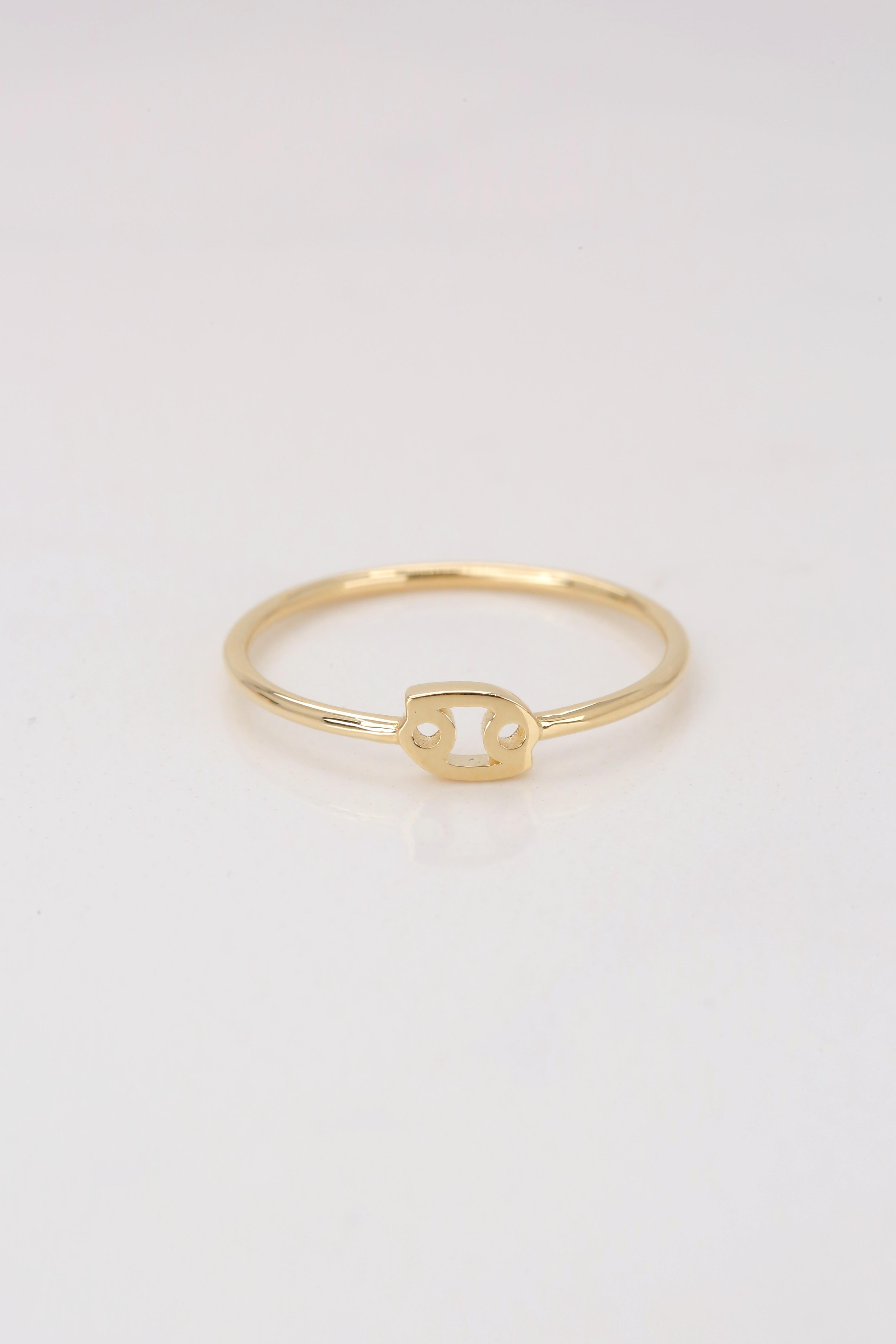 For Sale:  14K Gold Cancer Zodiac Ring, Cancer Sign Zodiac Ring 6