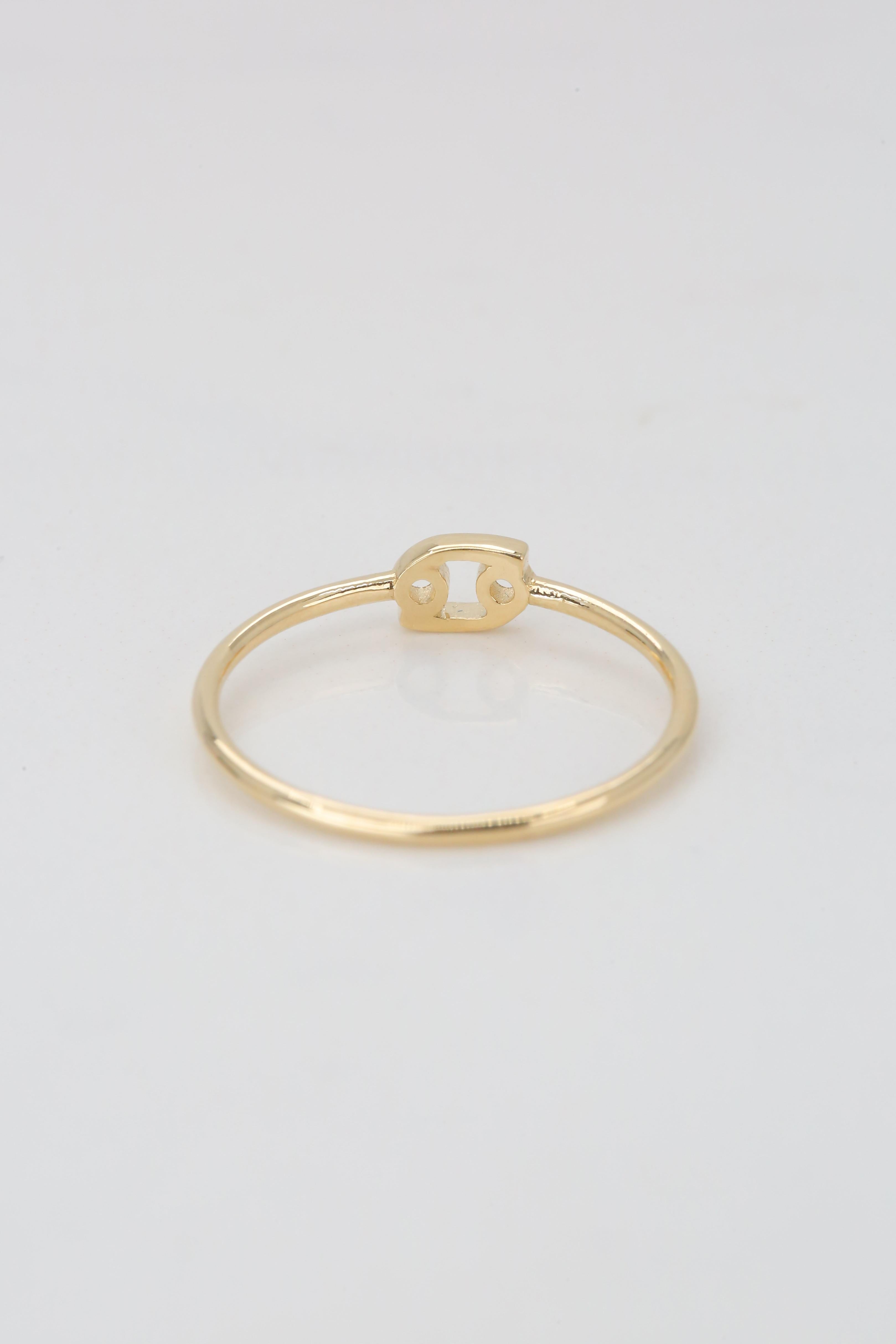 For Sale:  14K Gold Cancer Zodiac Ring, Cancer Sign Zodiac Ring 7